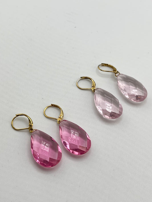 Two Pair Of  Joan Rivers Pink Crystal Drop Earrings