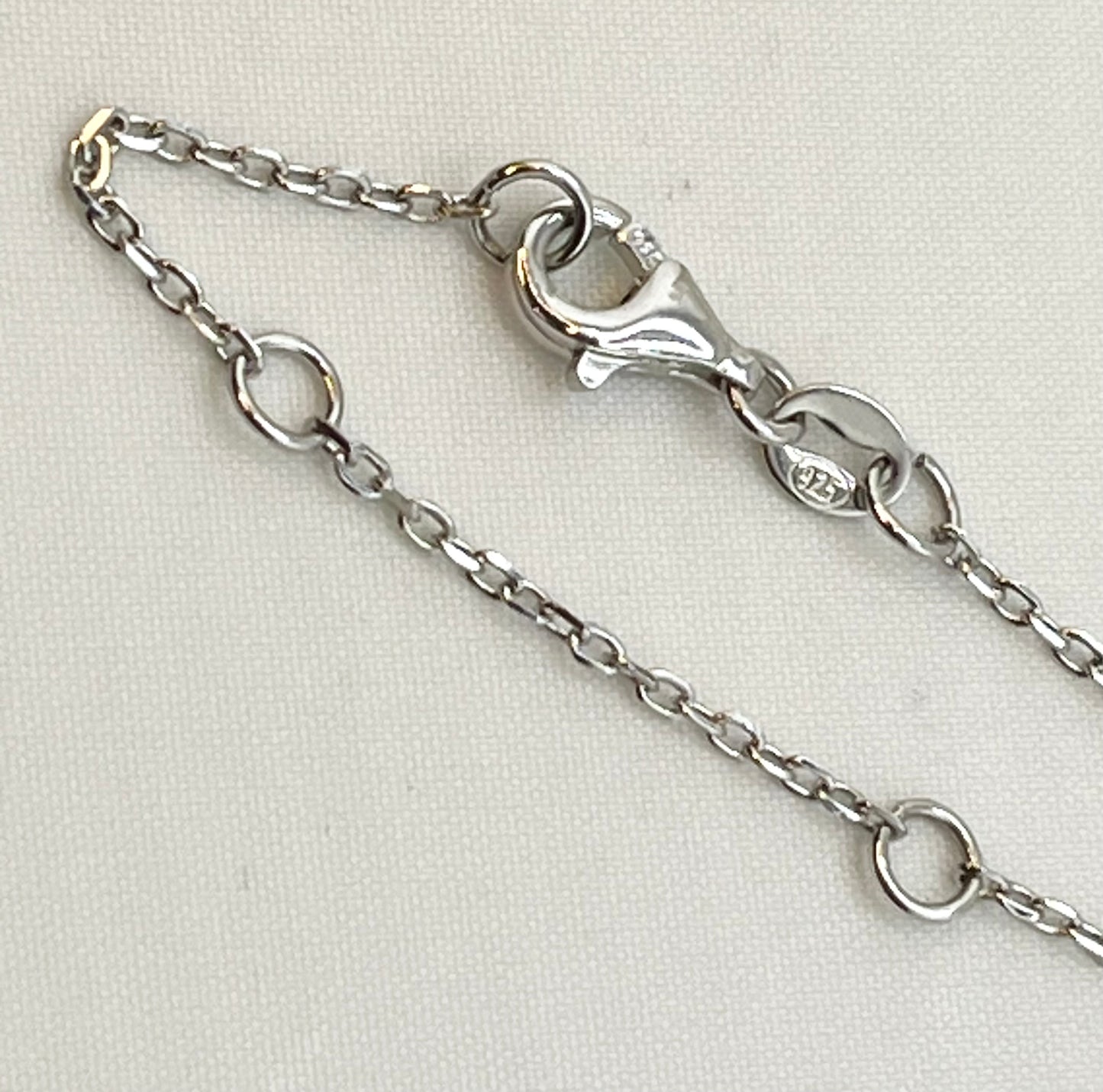 925 Sterling Silver Oval Shape Center Crystal Pendant With Doble Halo Design Necklace