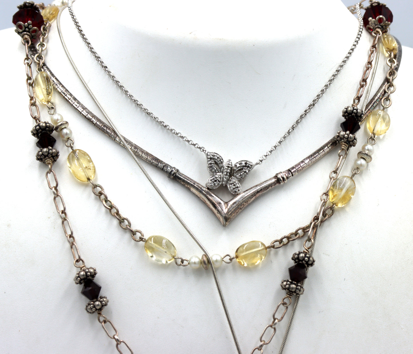 Group lot of 5 Vintage 925 sterling silver necklaces