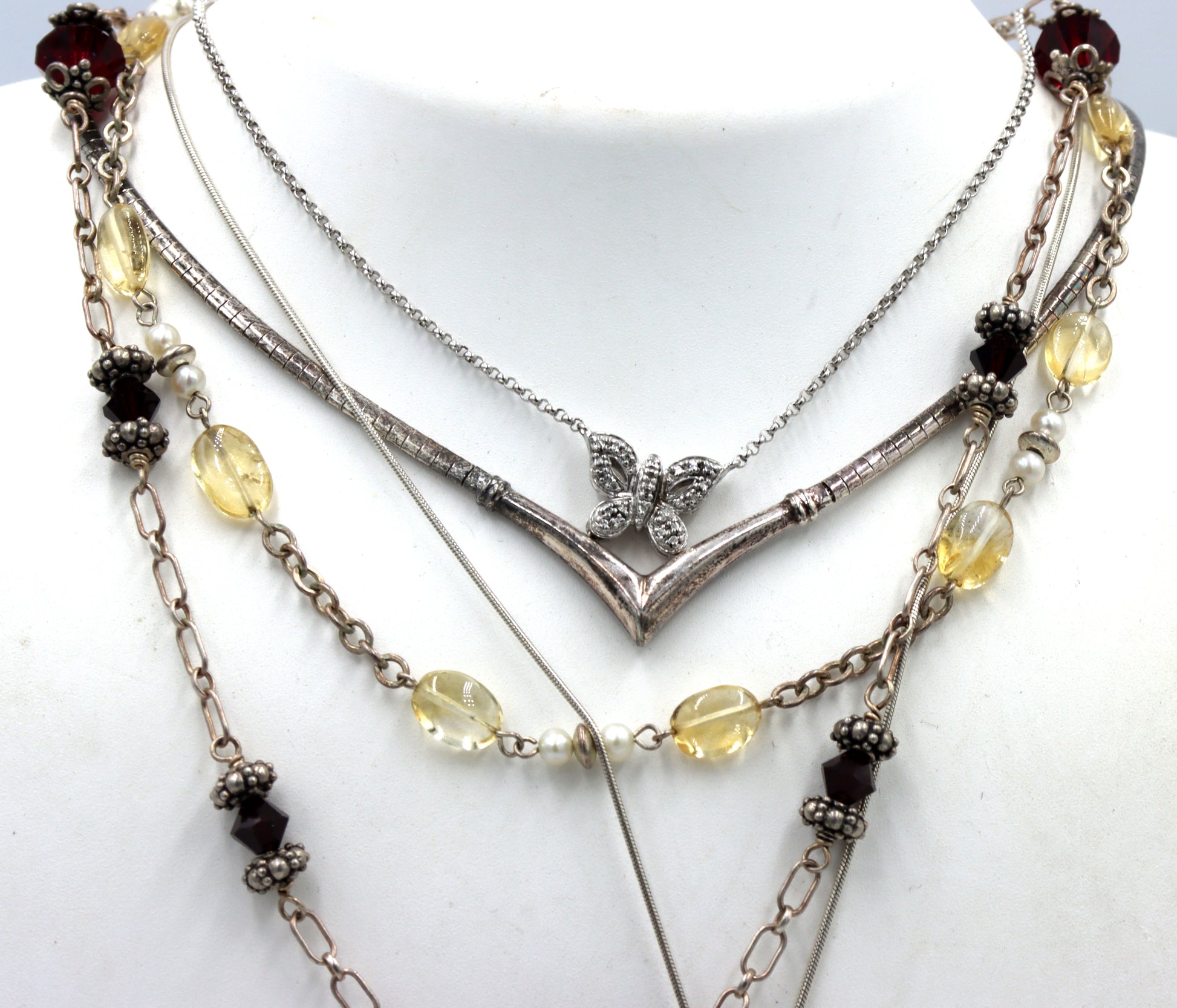 Group lot of 5 Vintage 925 sterling silver necklaces