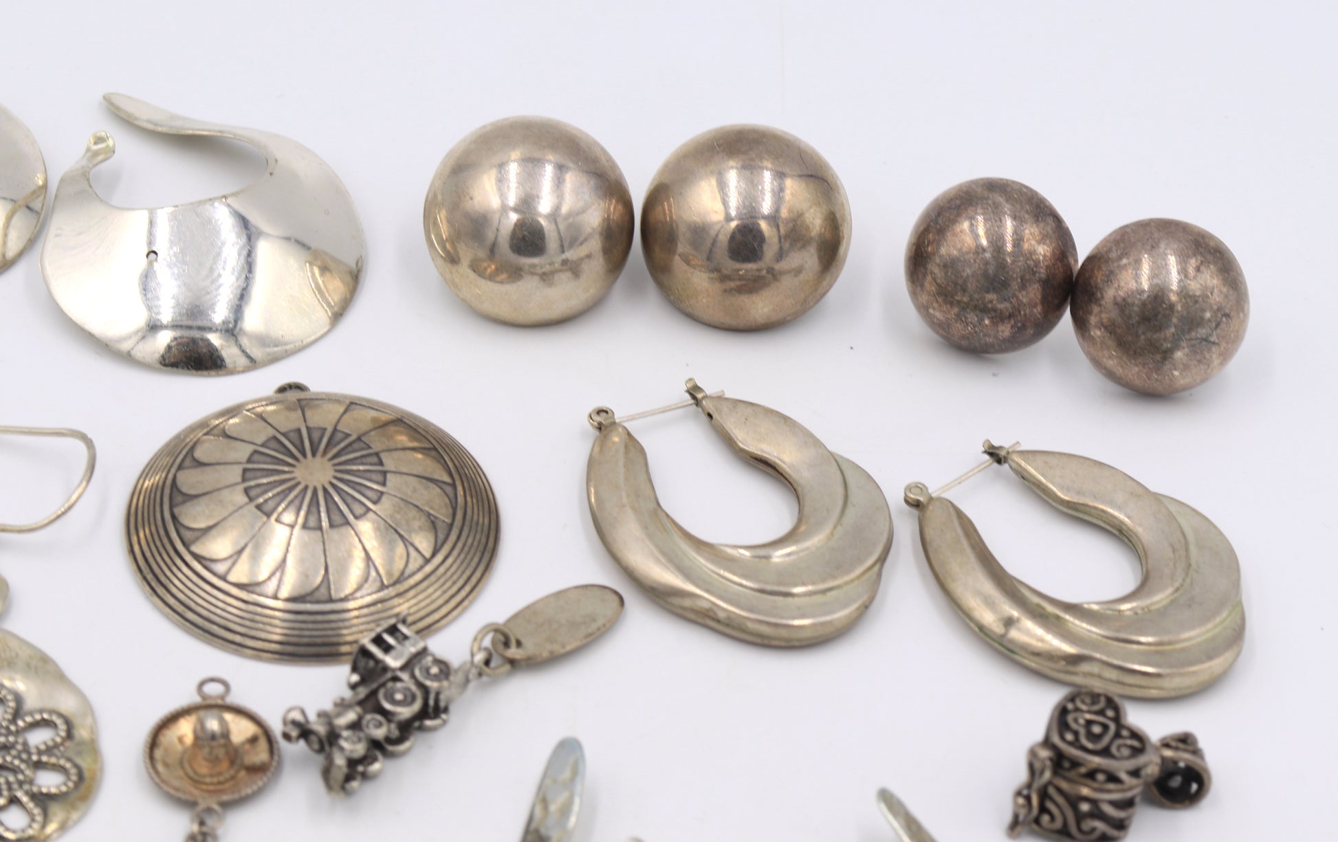 Group lot of Vintage 925 sterling silver charms and earrings