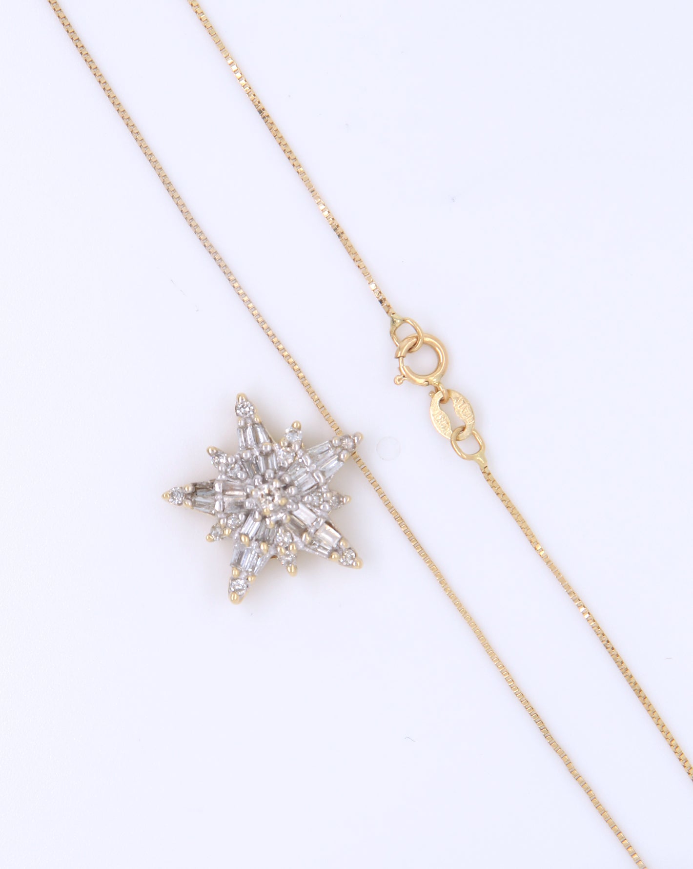 Sparkling Yellow Gold Diamond Star Pendant on Chain