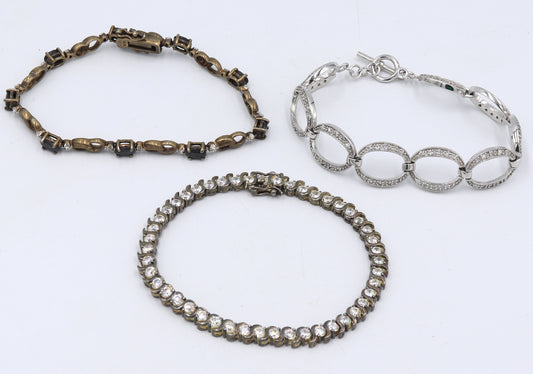 Lot of3 vintage 925 sterling silver bracelets