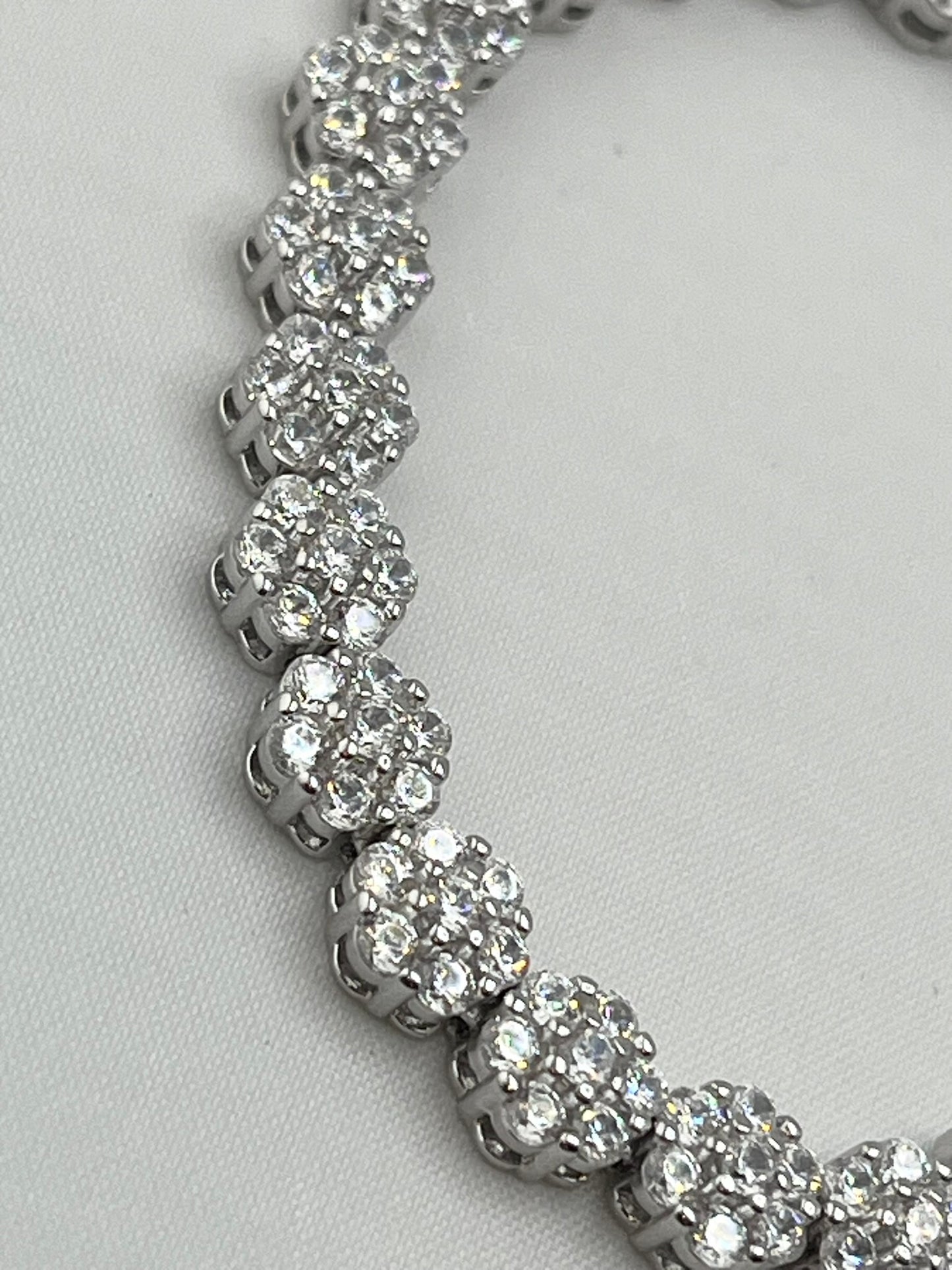 925 Sterling CZ Cluster Eternity Tennis Bracelet