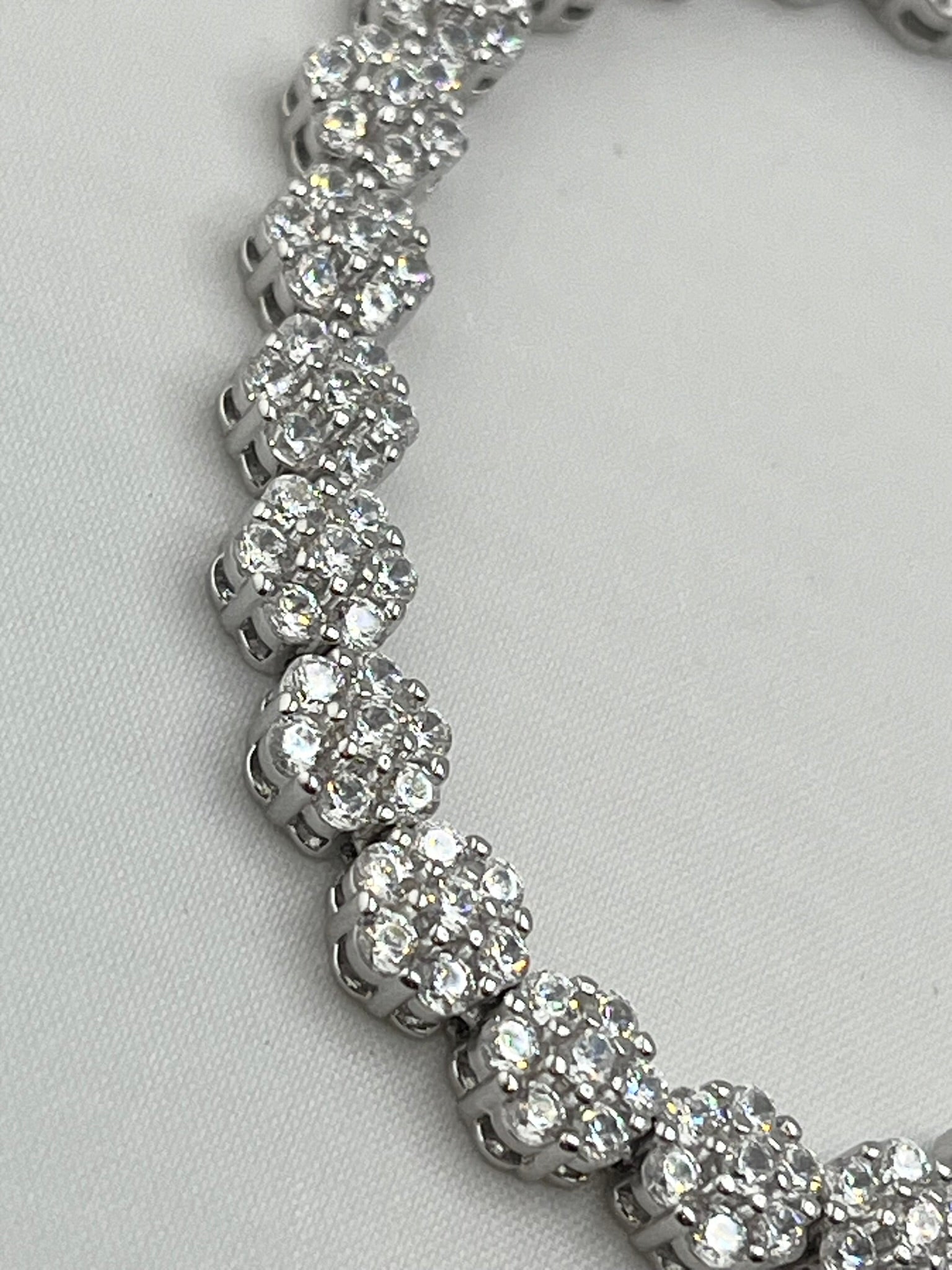 925 Sterling CZ Cluster Eternity Tennis Bracelet