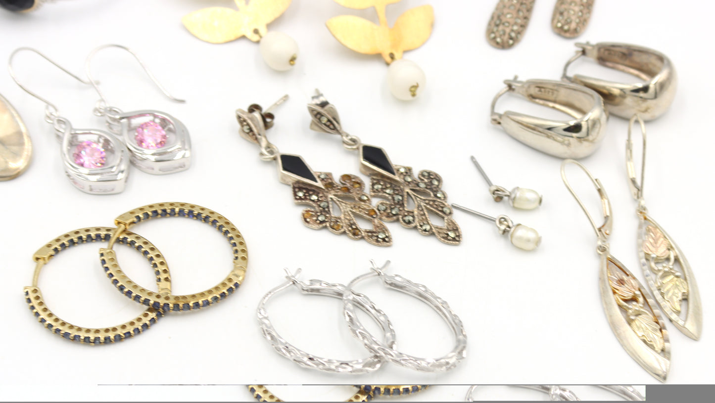 Group lot of Vintage 925 sterling silver earrings