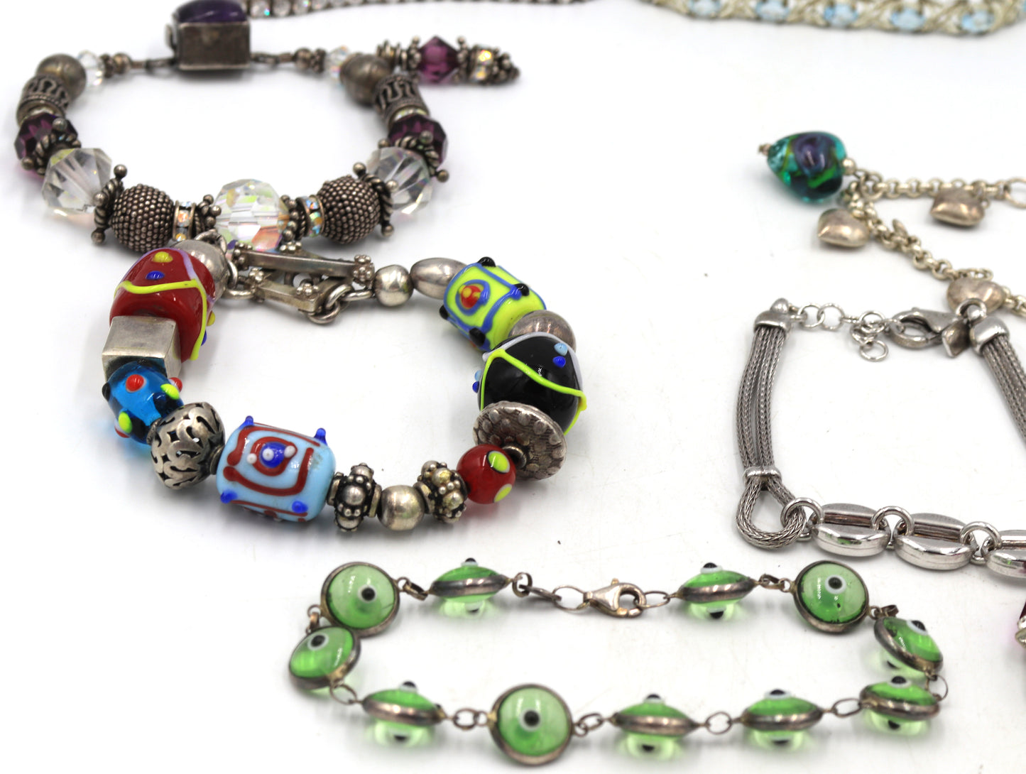 Group lot of 8 Vintage 925 sterling silver bracelets
