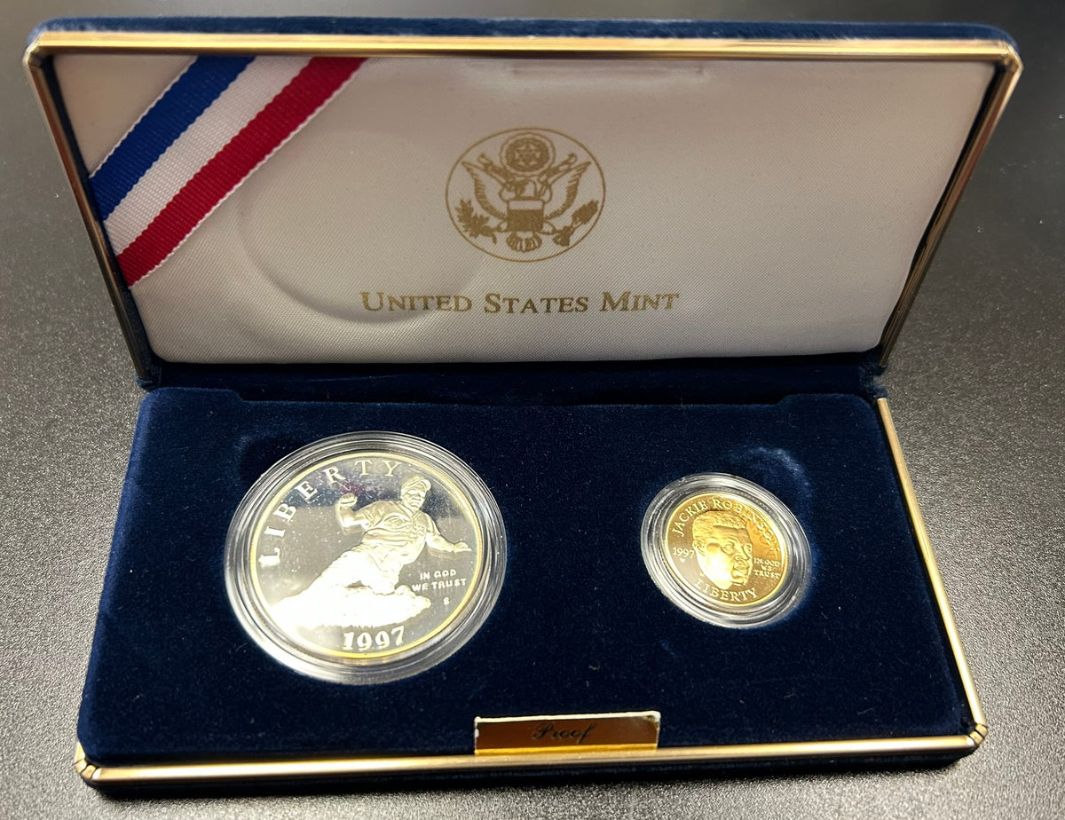 1997 United States Mint Jackie Robinson 50th Anniversary Commemorative Two Coin Proof Set