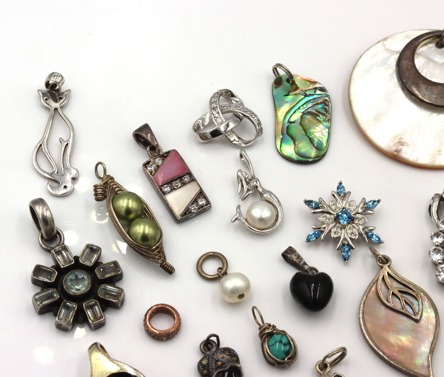 Group lot of vintage 925 sterling silver pendants