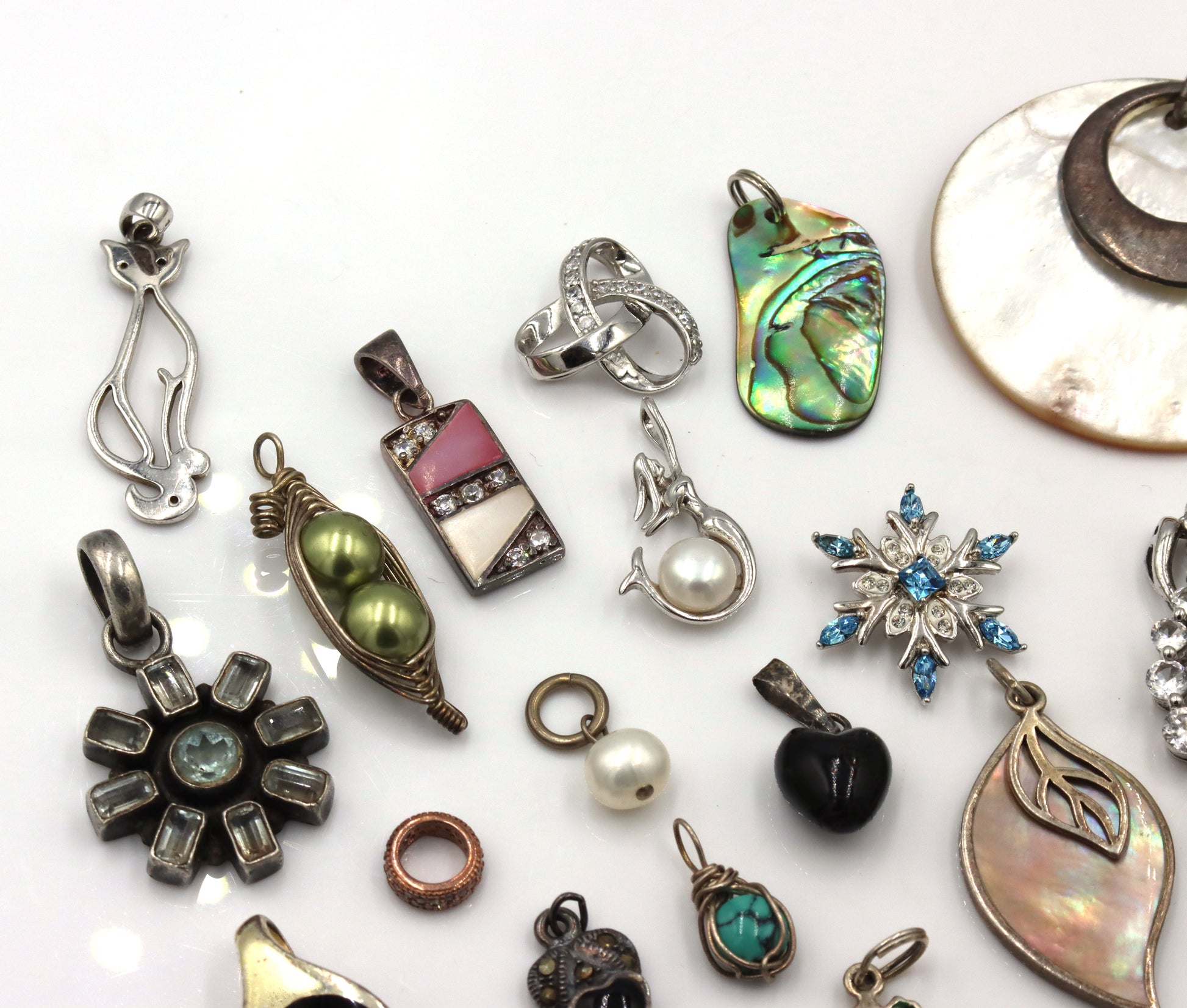 Group lot of vintage 925 sterling silver pendants