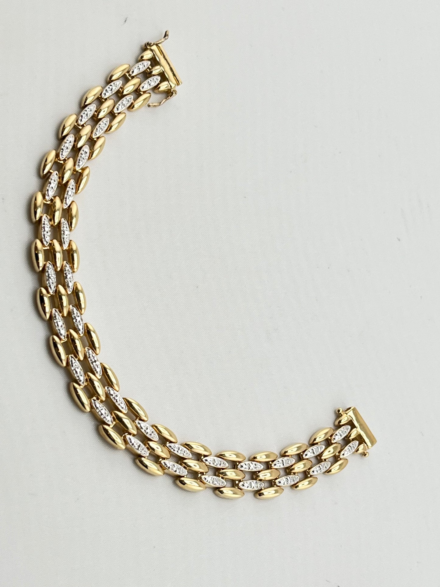 925 Gold tone Sterling Silver Ross- Simons Style With CZ Accent Bracelet