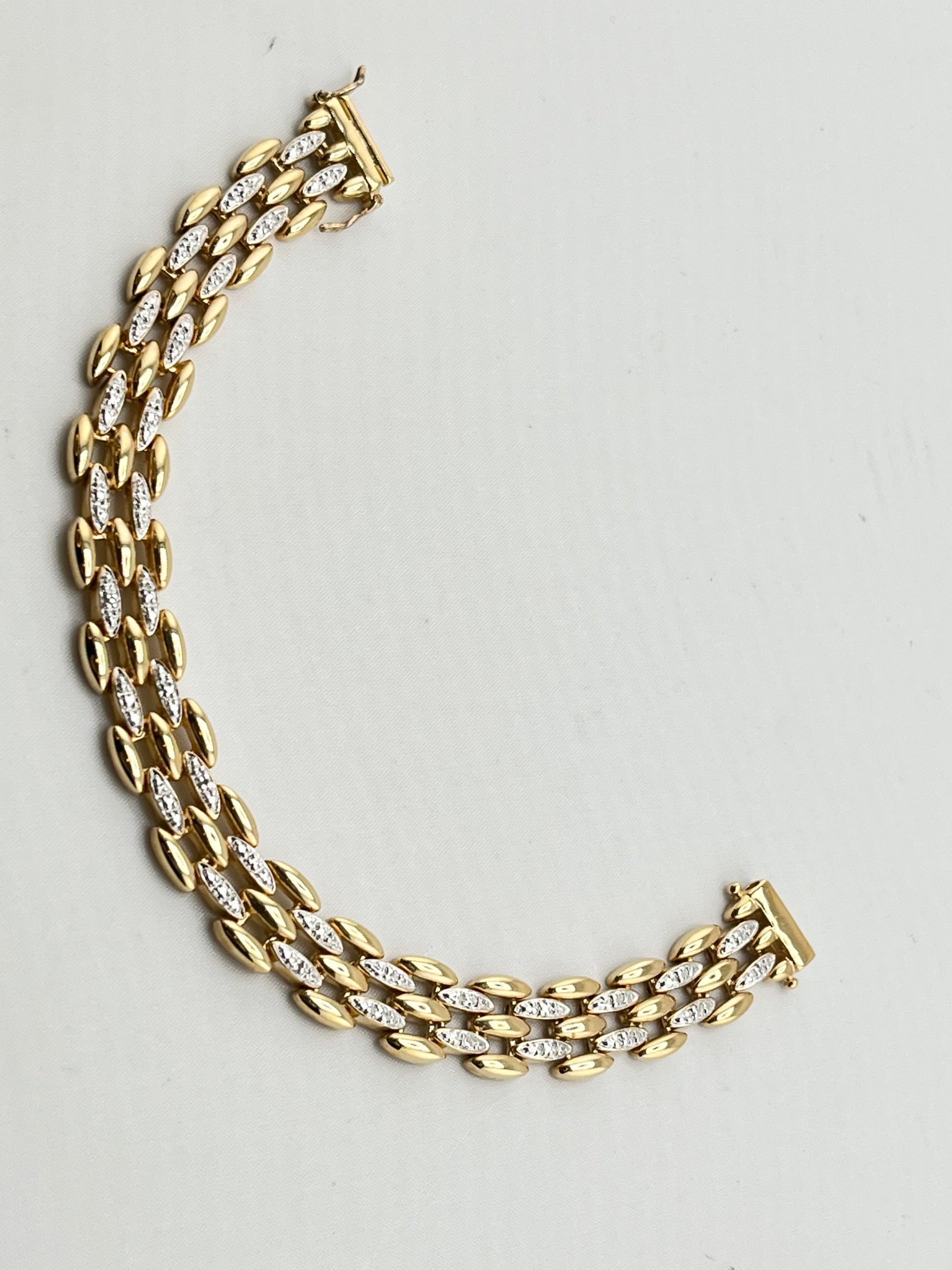 925 Gold tone Sterling Silver Ross- Simons Style With CZ Accent Bracelet