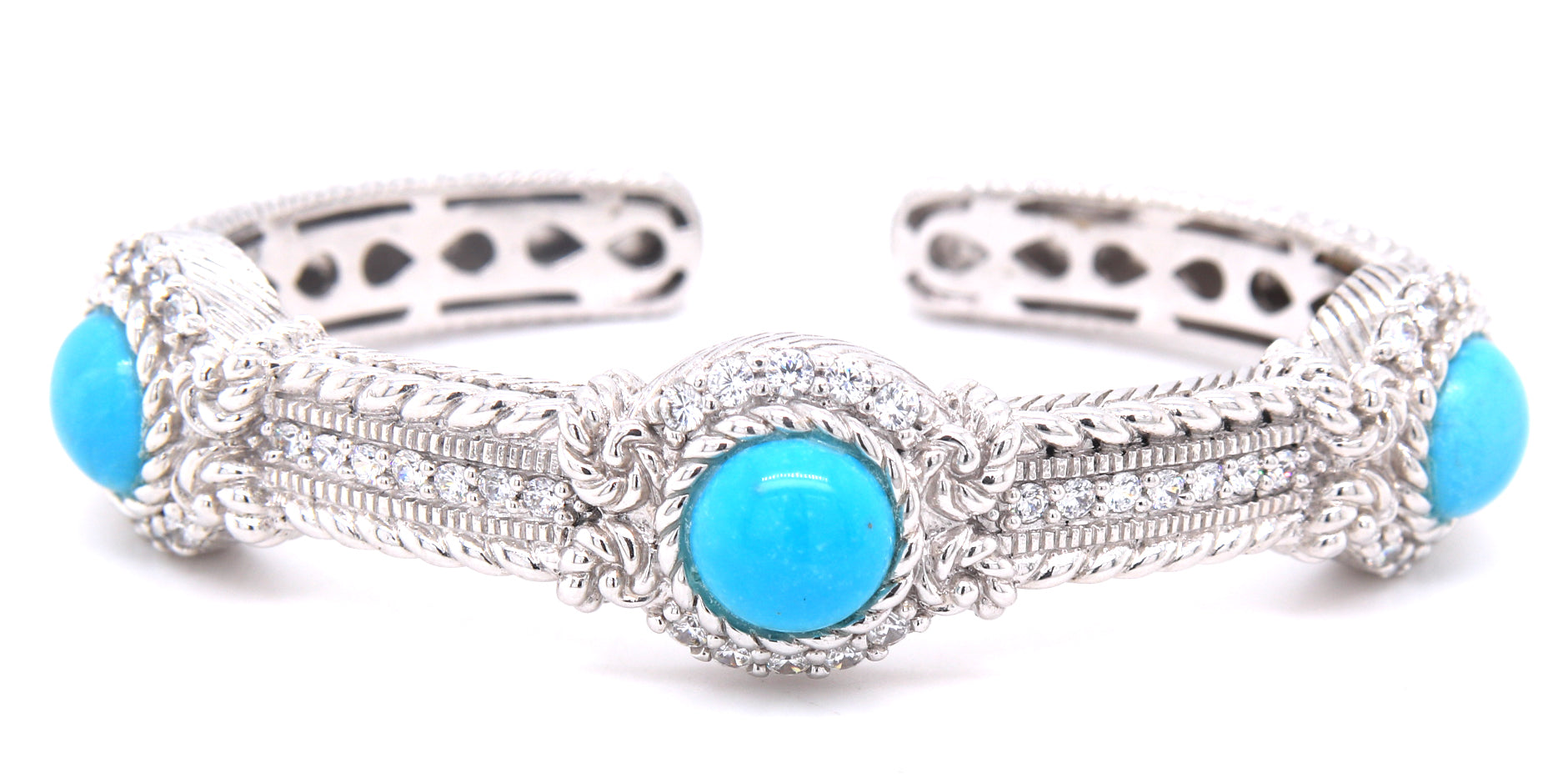 Judith Ripka sterling silver Turquoise cuff bangle