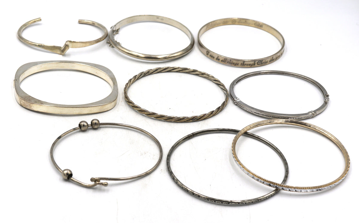 Group lot of Vintage 925 sterling silver bangles