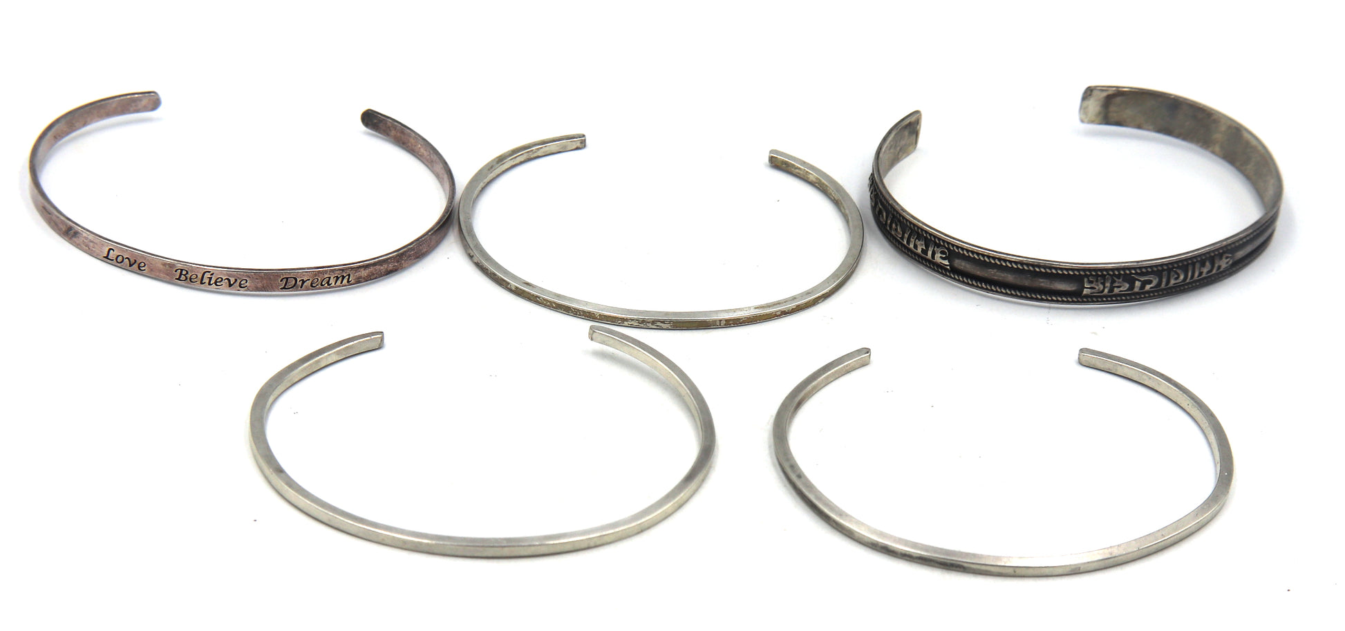 Vintage 925 sterling silver group lot of 5 cuff bangles