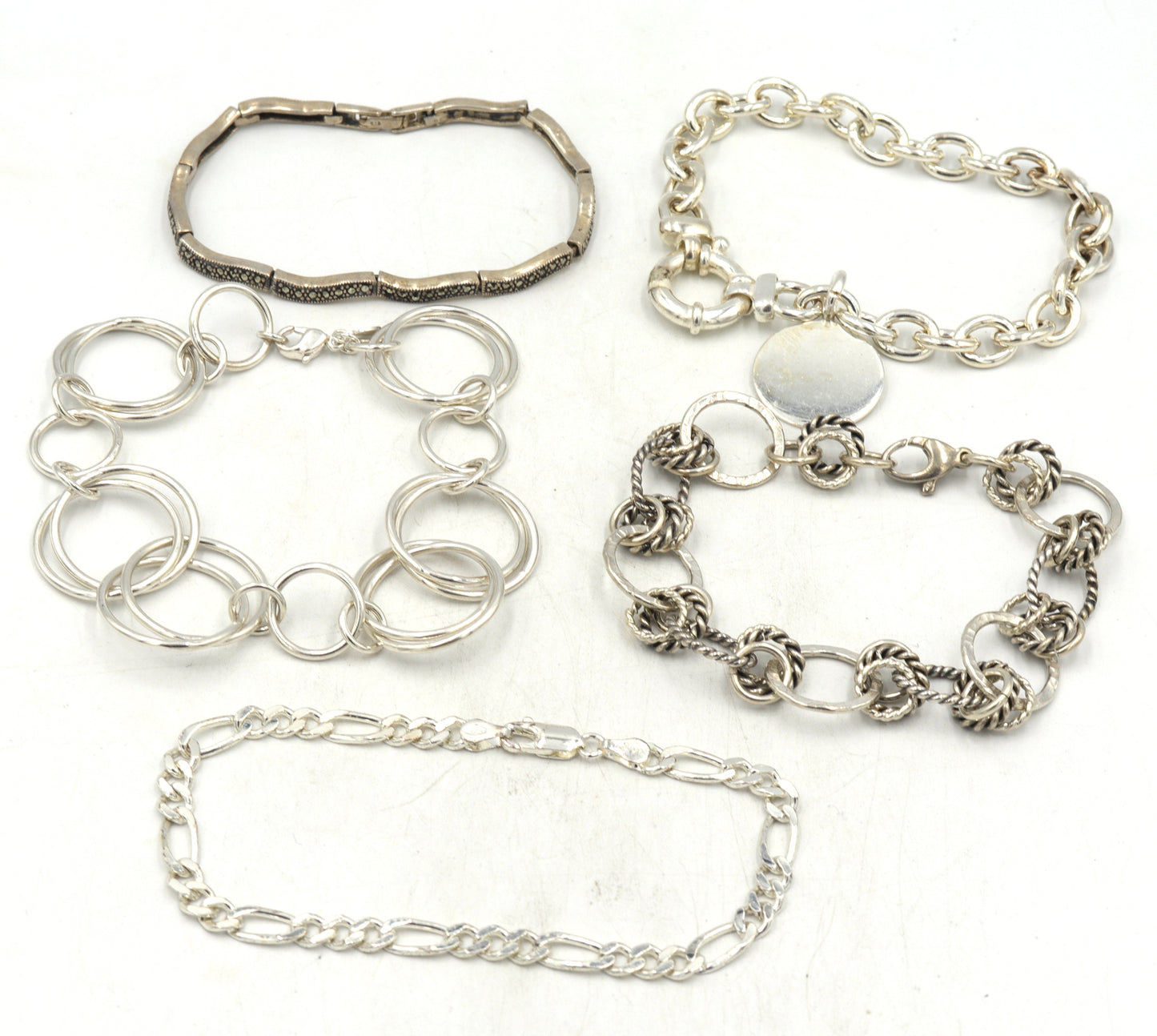 Group lot of 5 Vintage 925 sterling silver bracelets