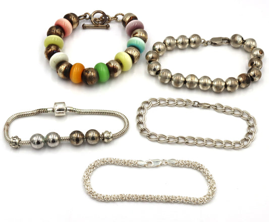 Group lot of 5 vintage 925 sterling silver bracelets