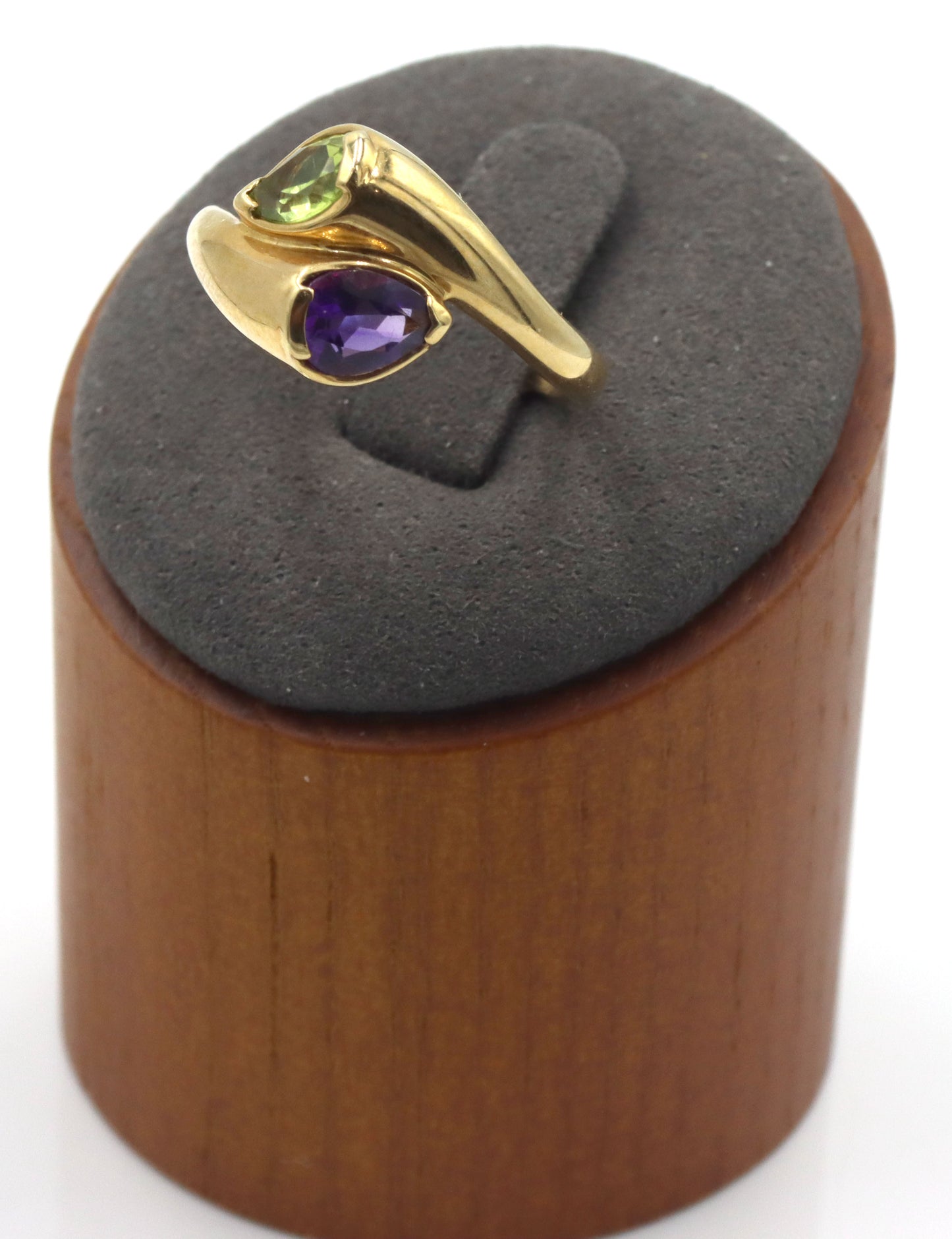 14kt Yellow gold amethyst and peridot bypass ring