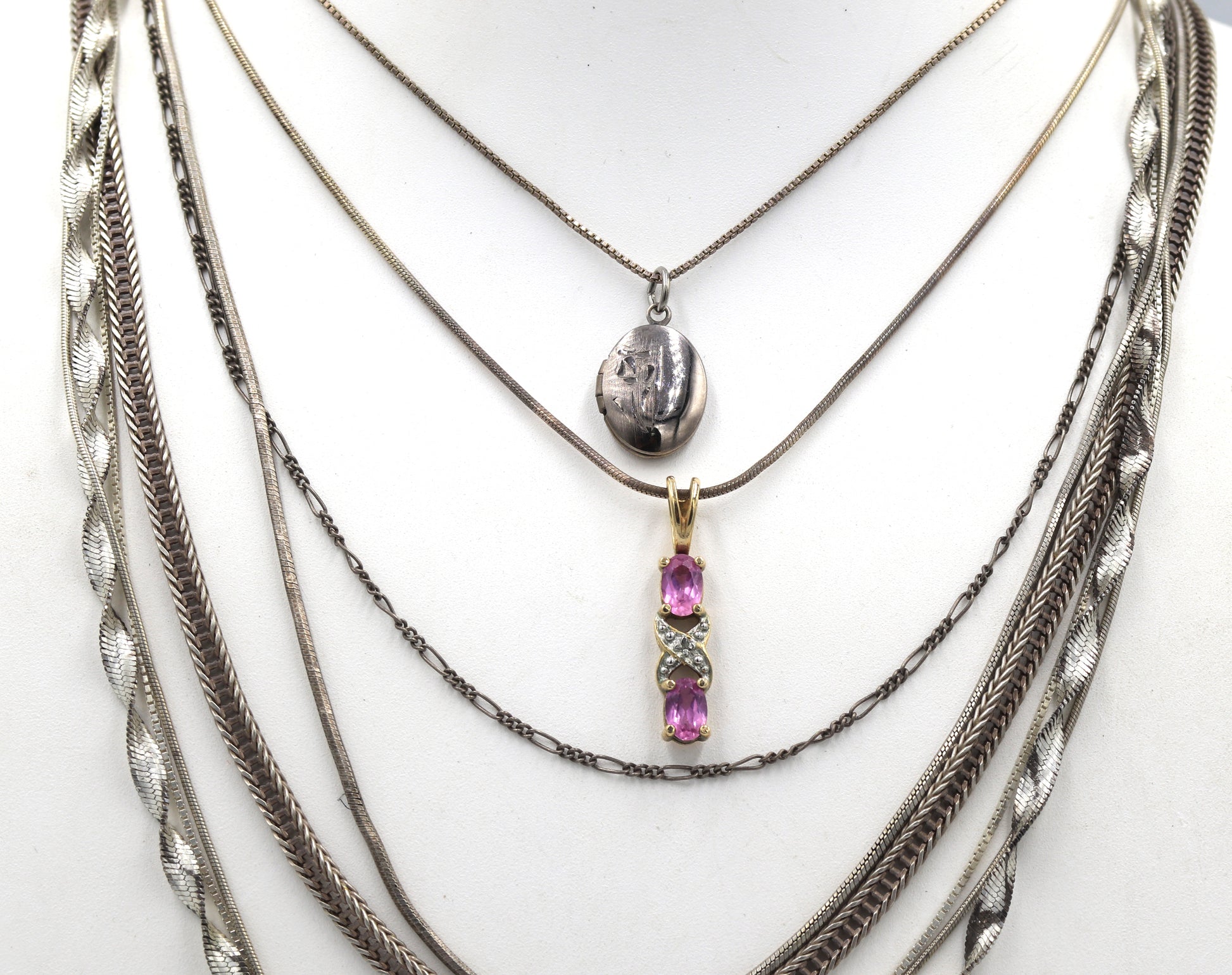 Group lot of 8 Vintage 925 sterling silver necklaces