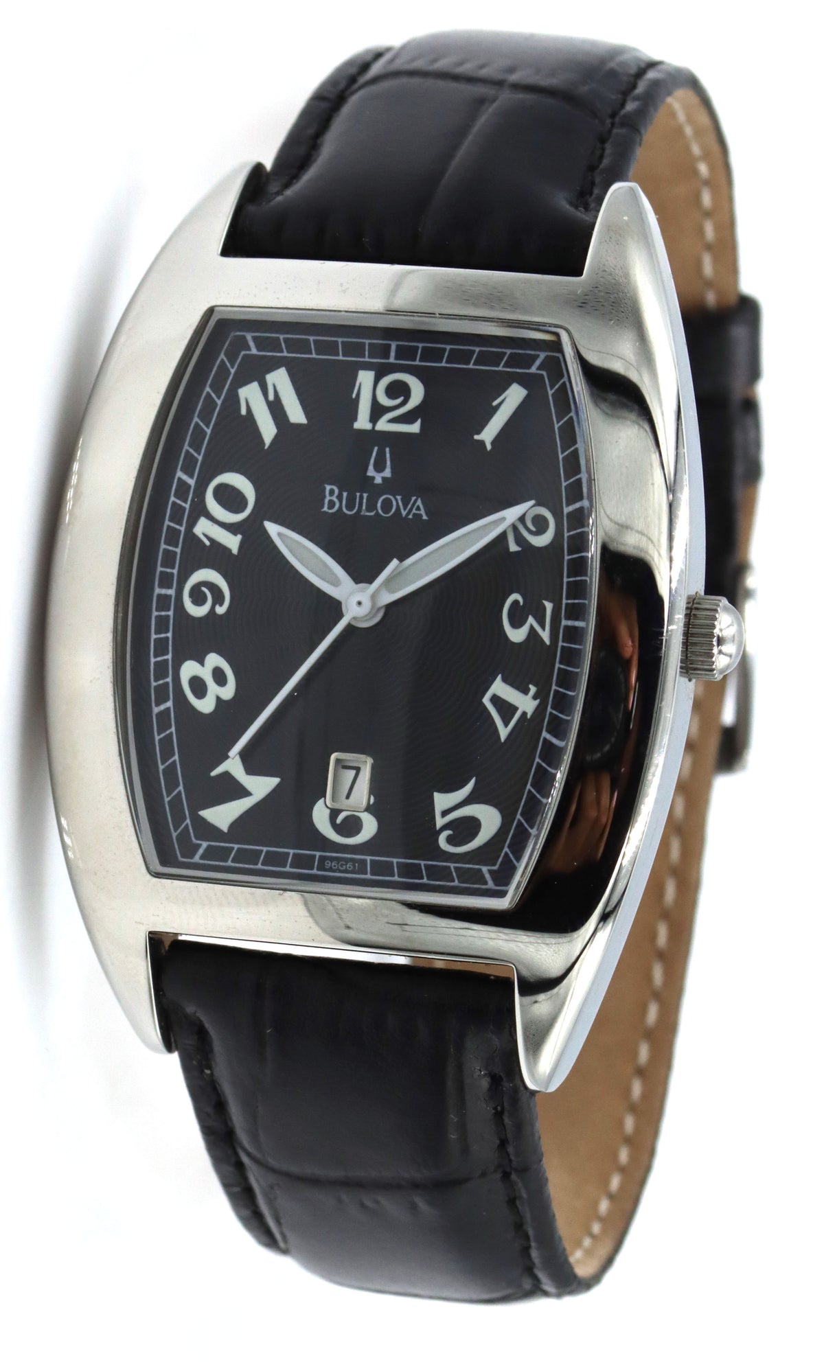Bulova watch with black leather strap