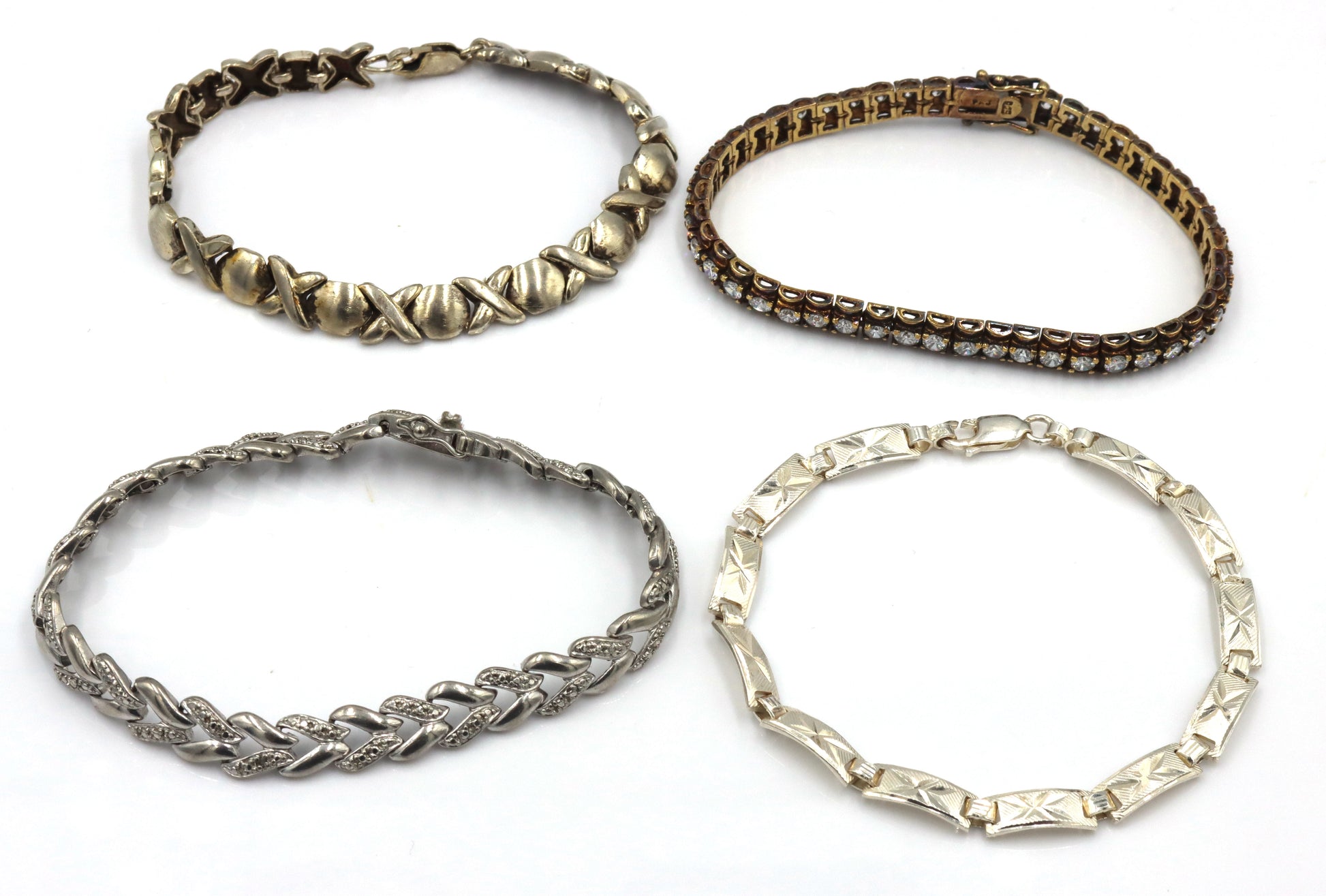Group of 4 vintage 925 sterling silver bracelets