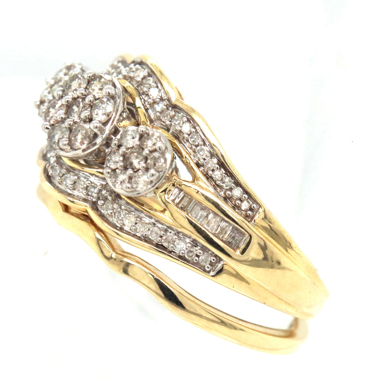 10kt Yellow gold diamond wedding set