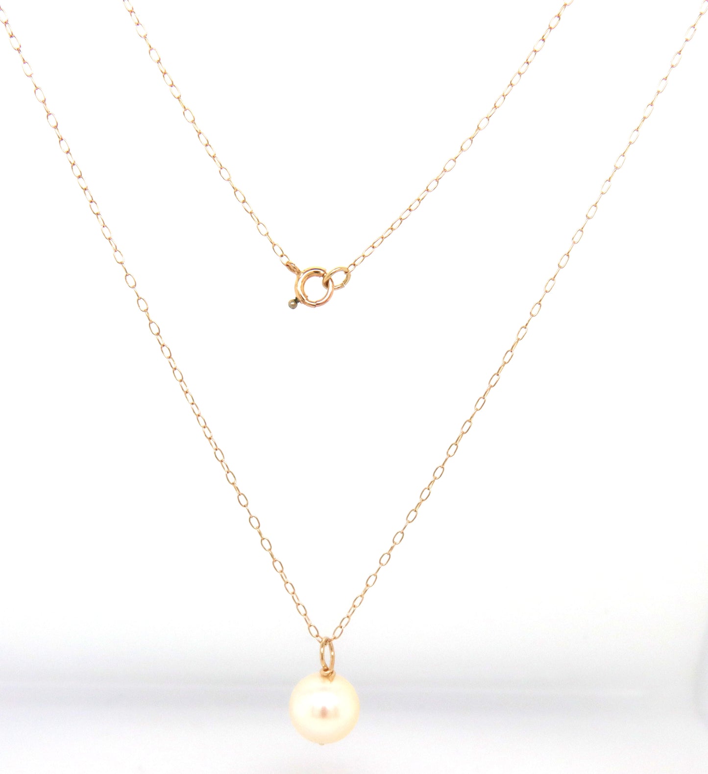 14kt Yellow gold 7.5-8mm pearl pendant on chain