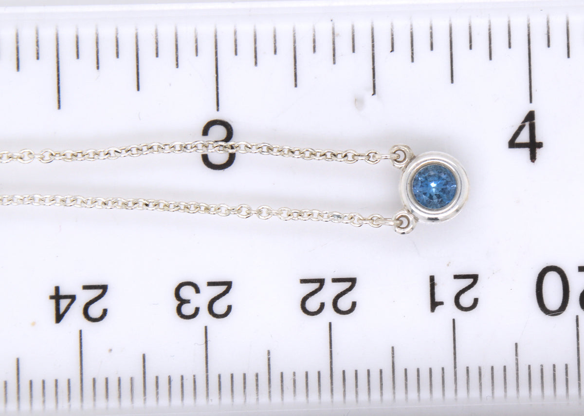 Tiffany & Co Elsa Peretti Aquamarine pendant on chain necklace
