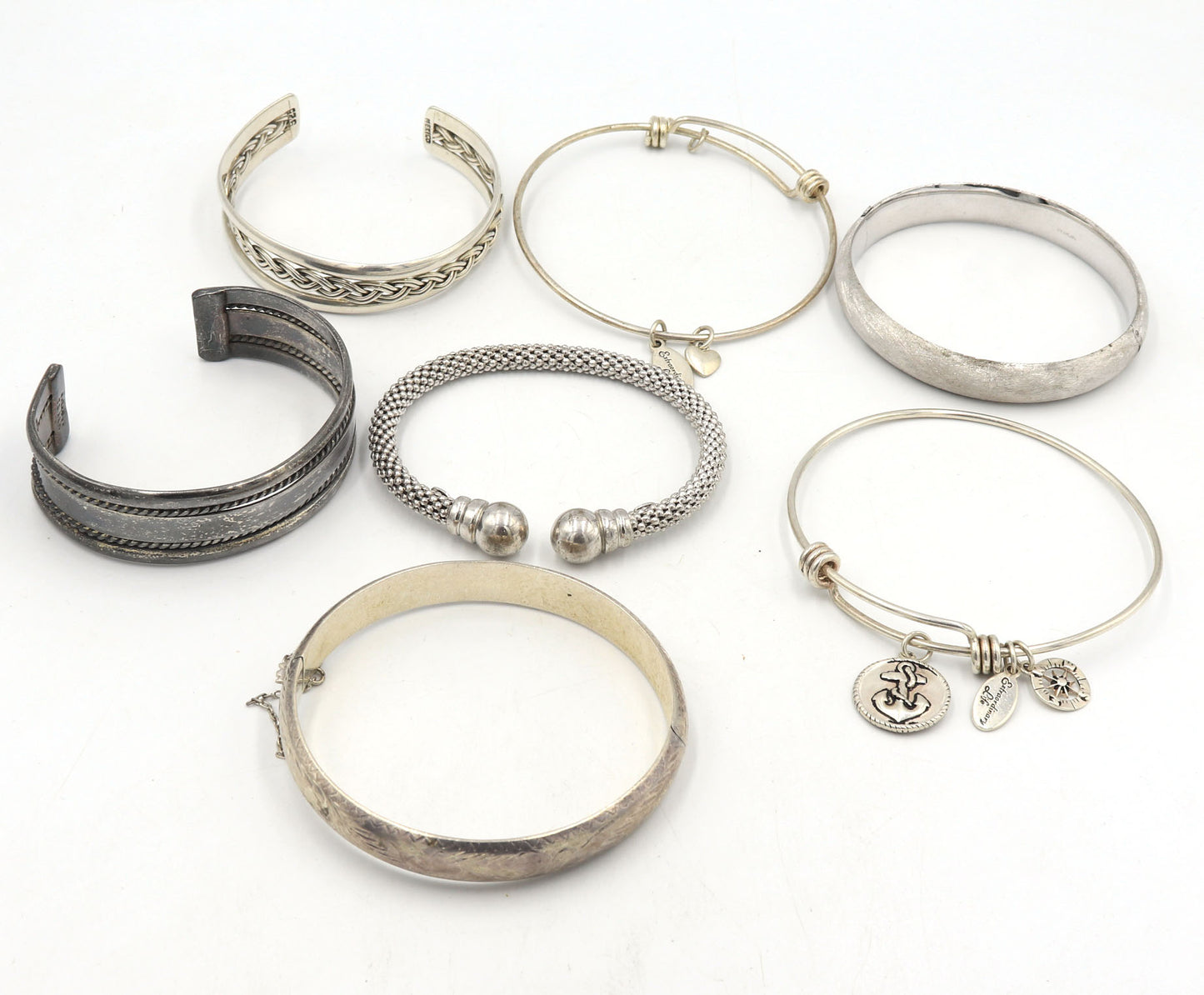 Group lot of Vintage 925 sterling silver cuff bangles