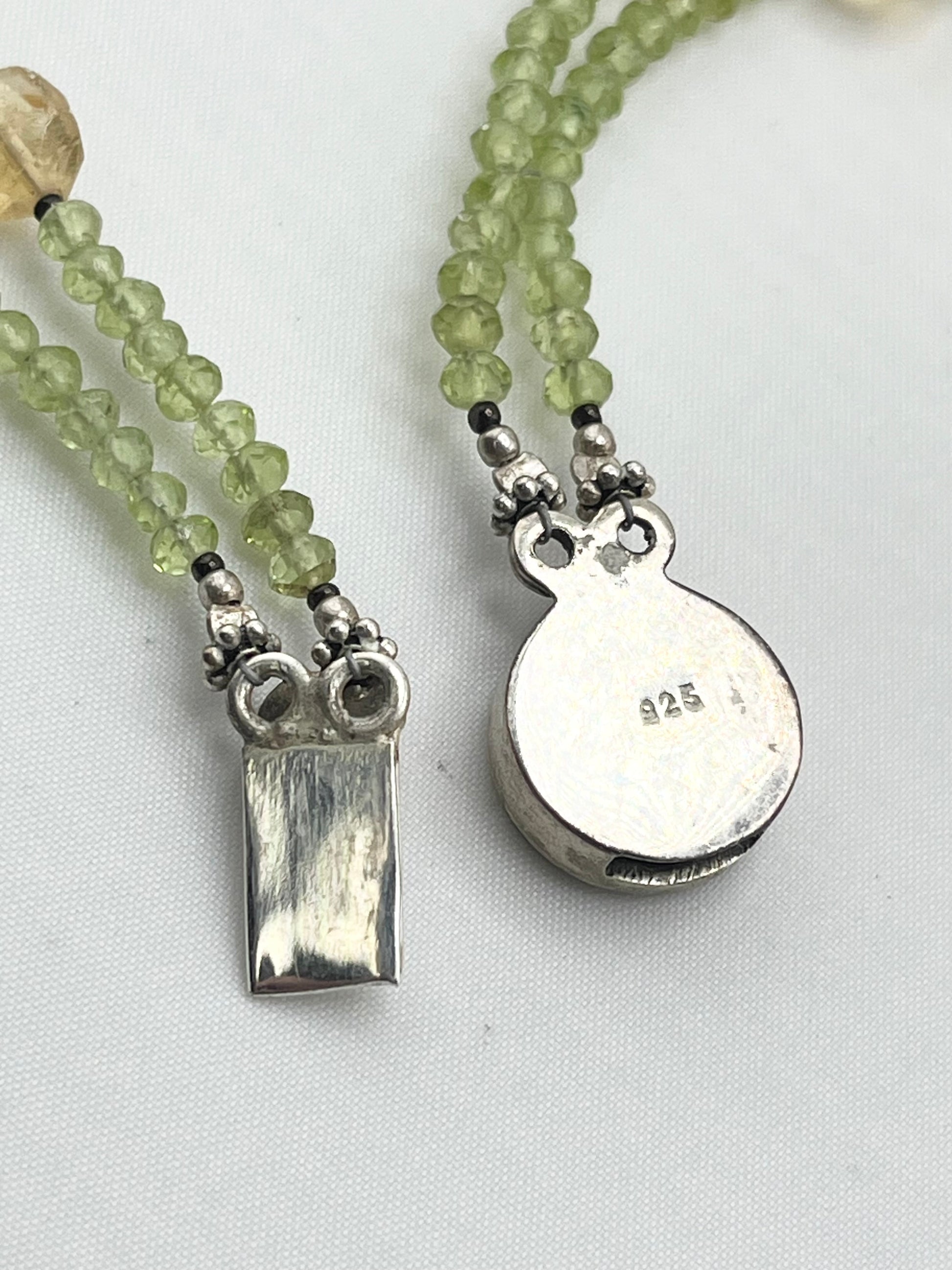 925 Sterling Silver Double Strand Peridot Beads Necklace
