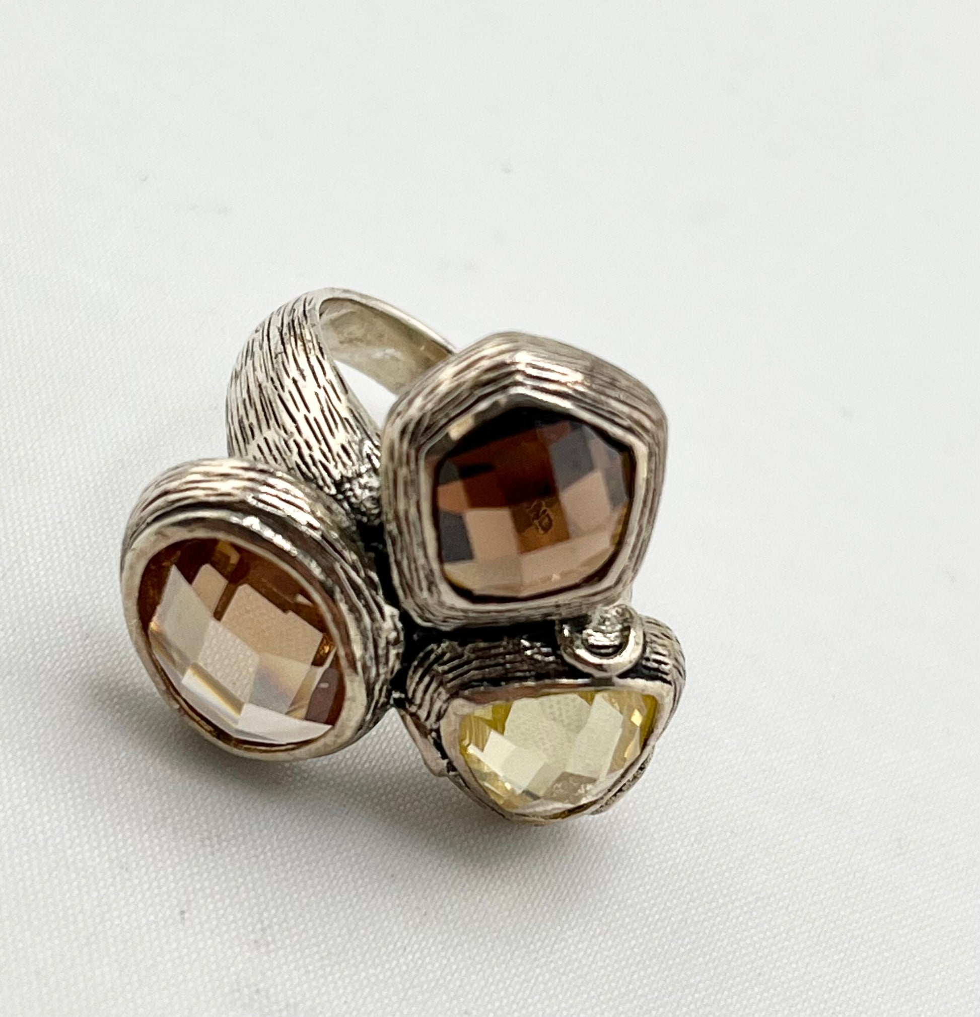 925 Sterling Silver Silpada Harmony Facetyed CZ Glass Ring