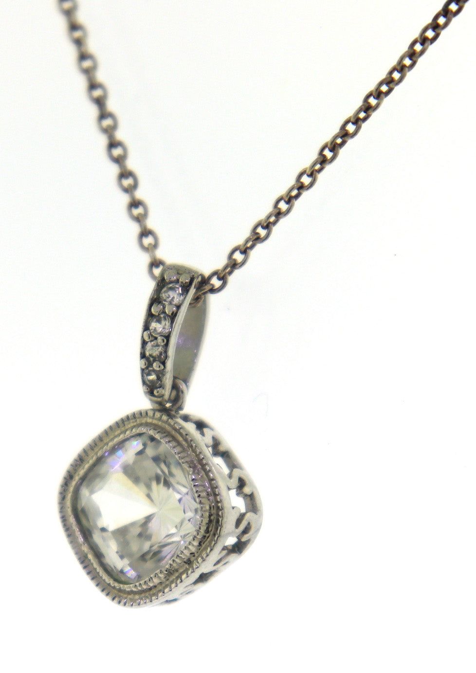 Sterling Silver Cubic Zirconia Pendant on Chain