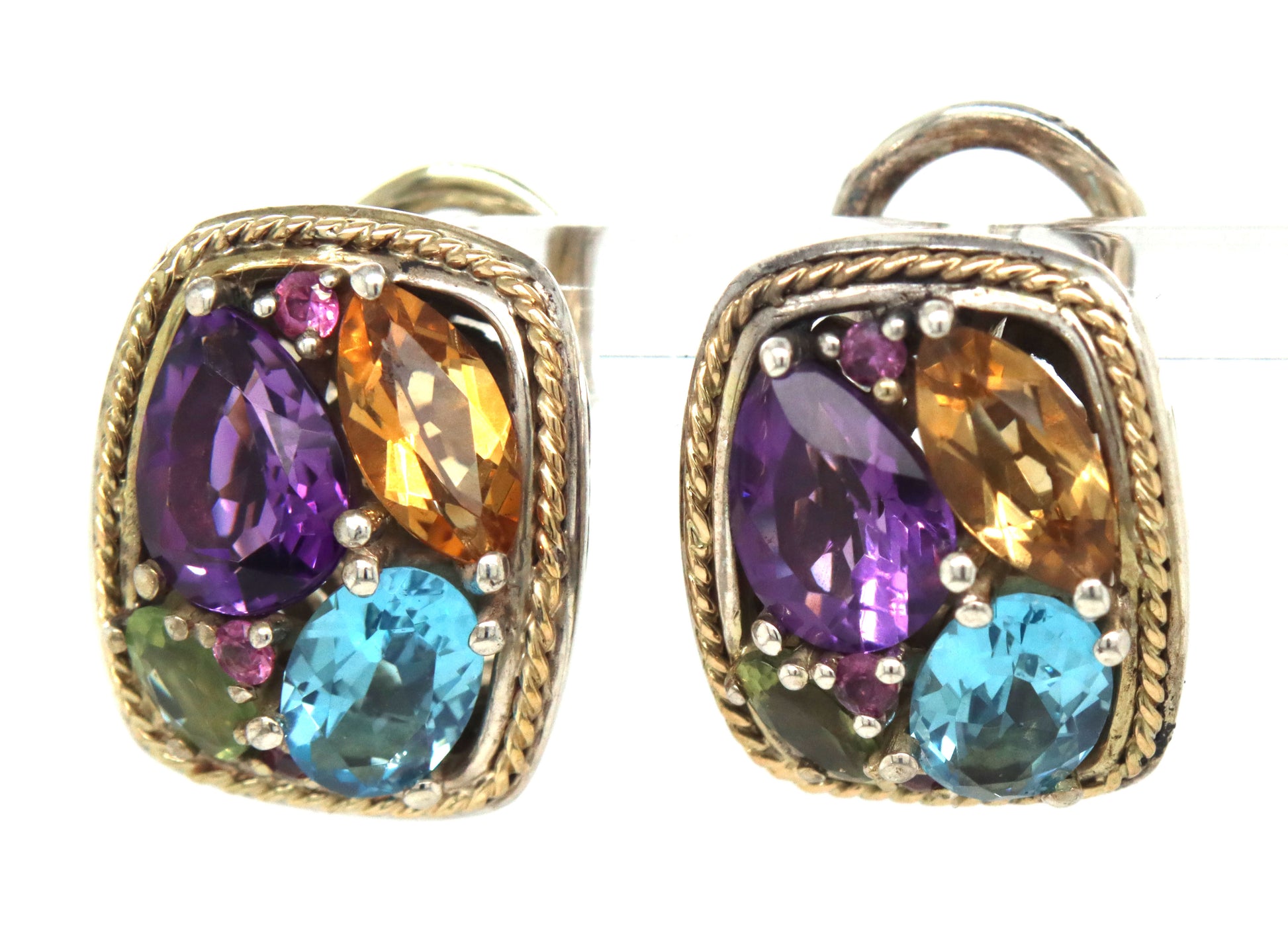 Effy multi color gemstone earrings in sterling silver