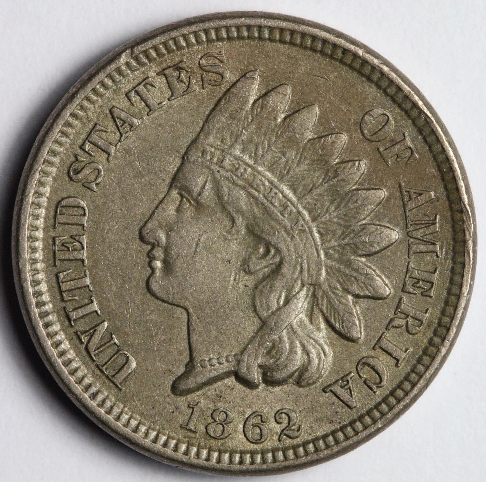 1862 Indian Head Cent (Copper-Nickel) Better Date Civil War Era One Cent Coin Fine to Very Fine Deta