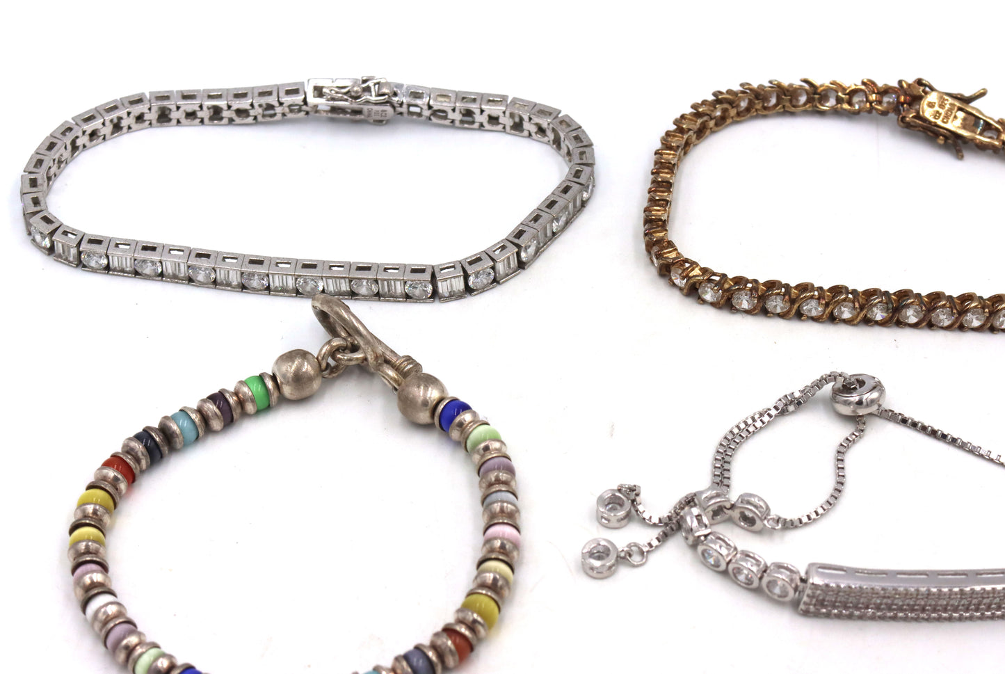 Group of 10 vintage 925 sterling silver bracelets