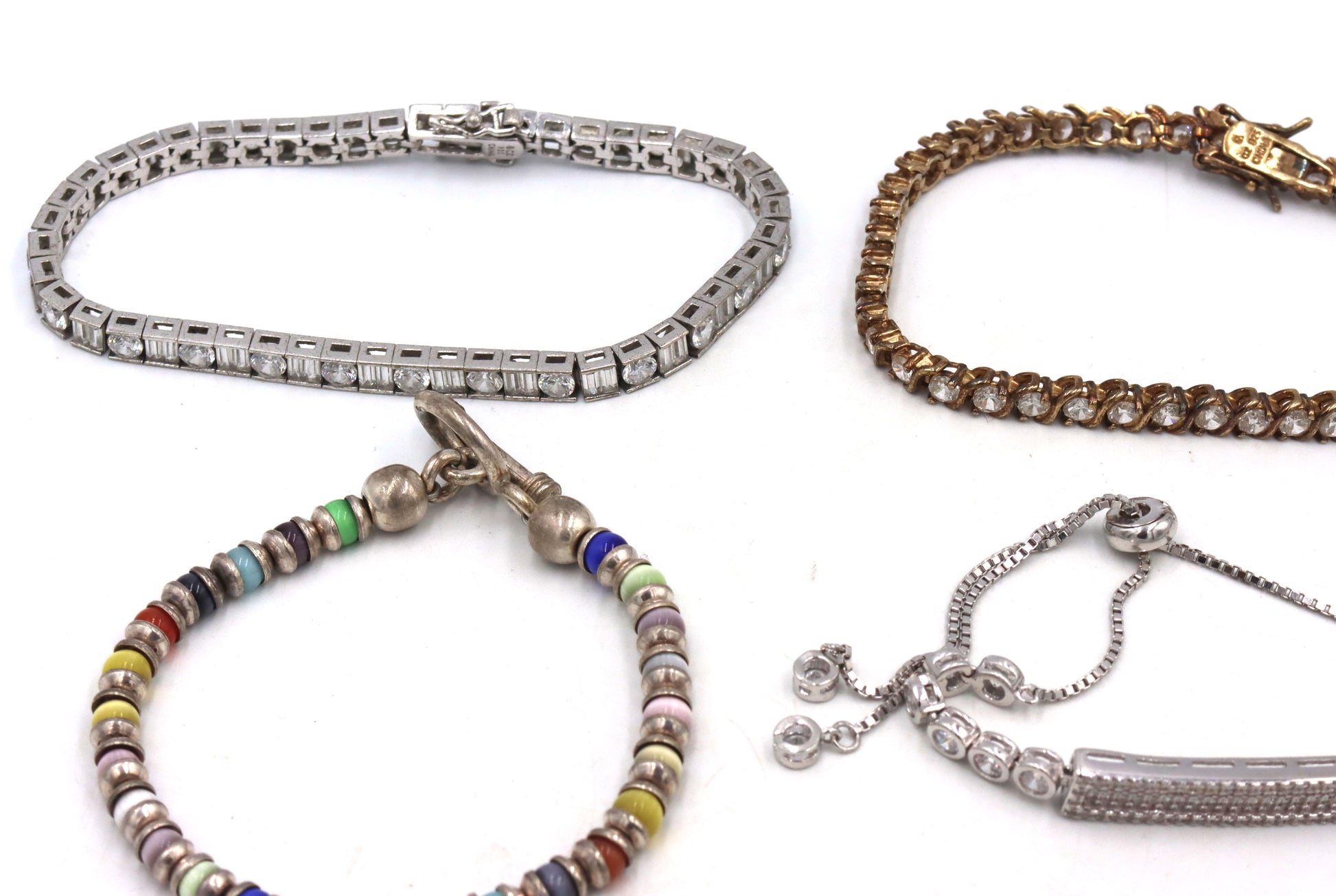 Group of 10 vintage 925 sterling silver bracelets