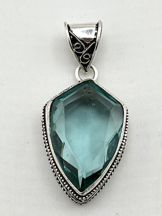 925 Sterling Silver Large Blue Stone With Ornate Setting Ring