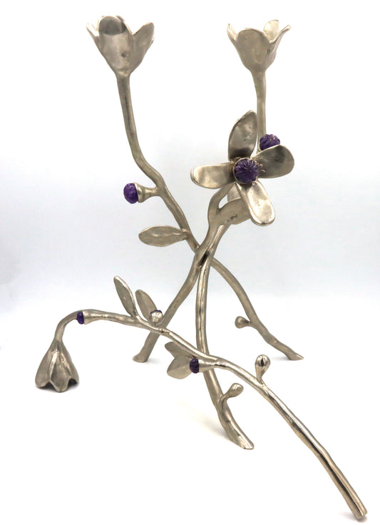 Micheal Aram Fantasy amethyst bloom Candle holder candelabra snuffer