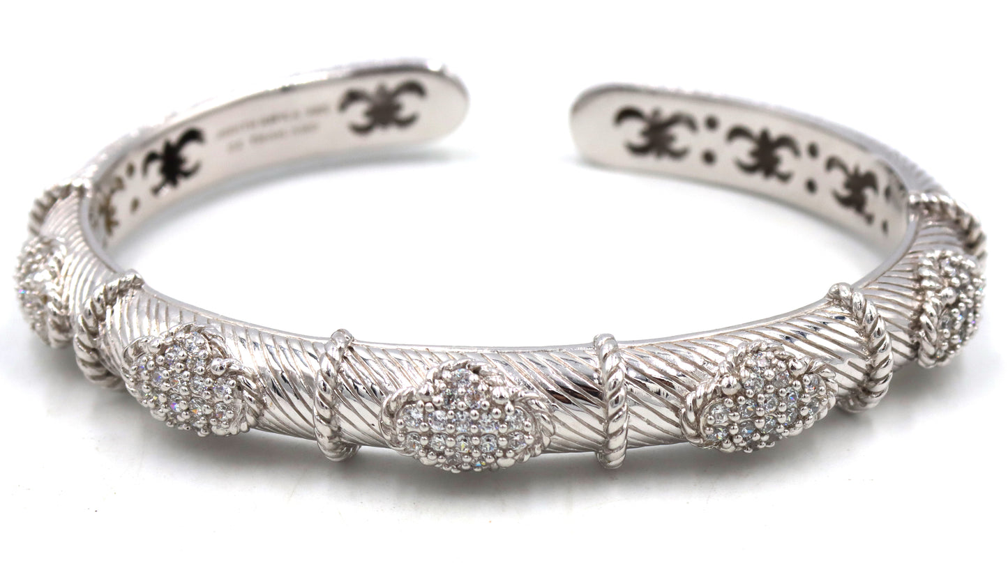 Judith Ripka CZ station hinged cuff bangle
