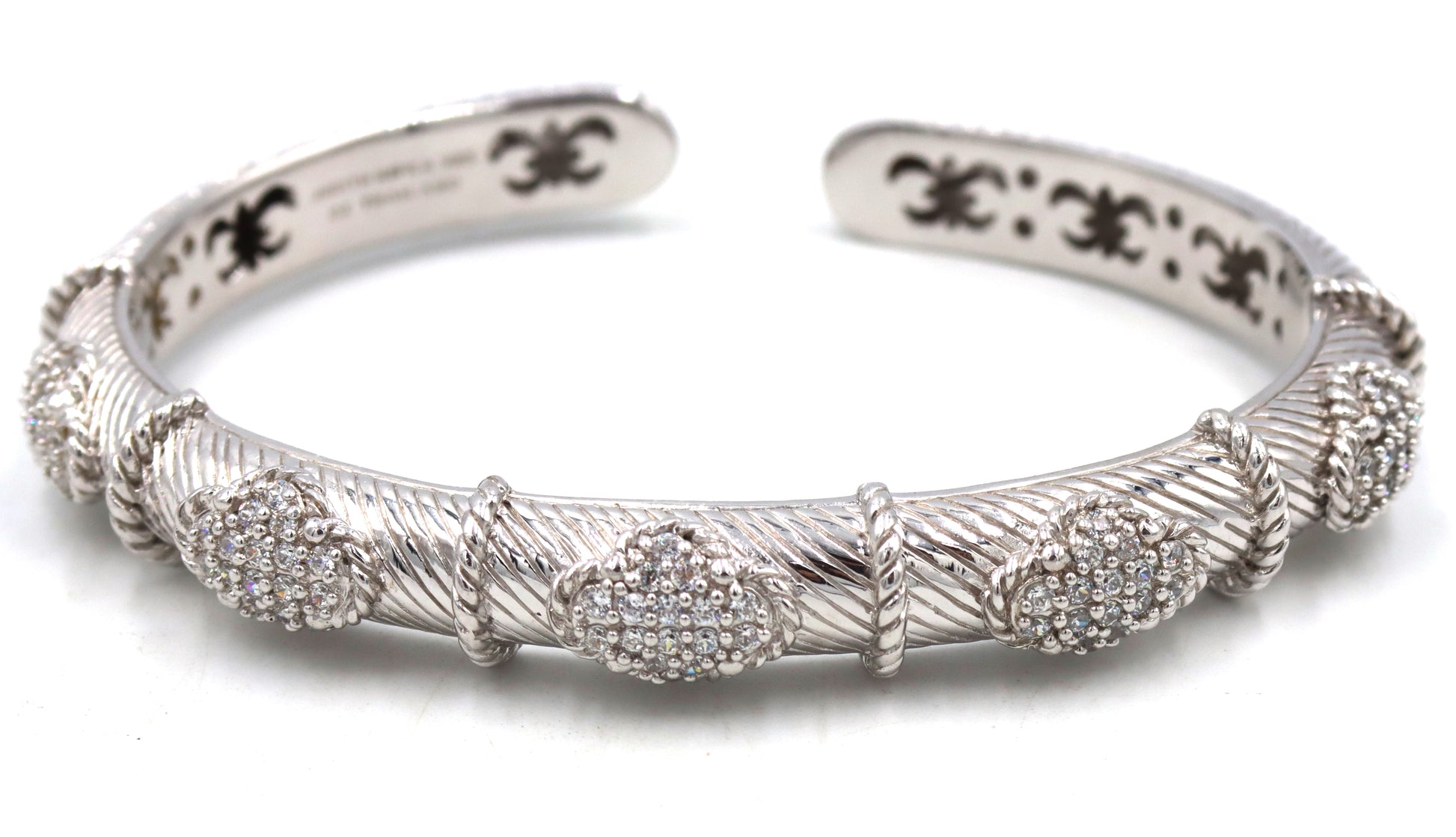 Judith Ripka CZ station hinged cuff bangle
