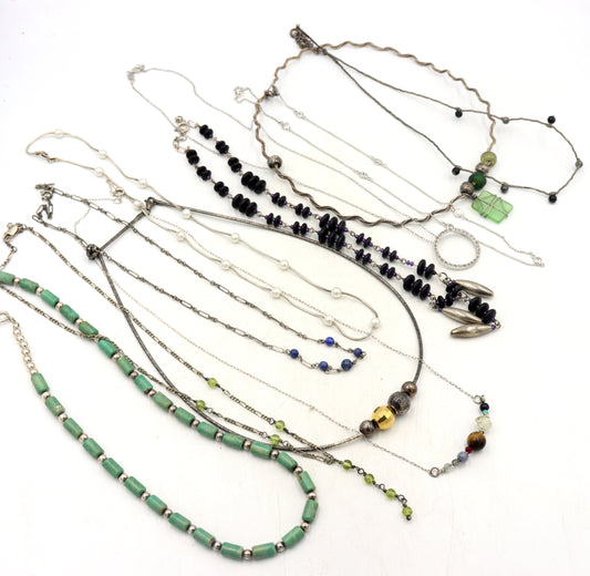 Group lot of 11 Vintage 925 sterling silver necklaces