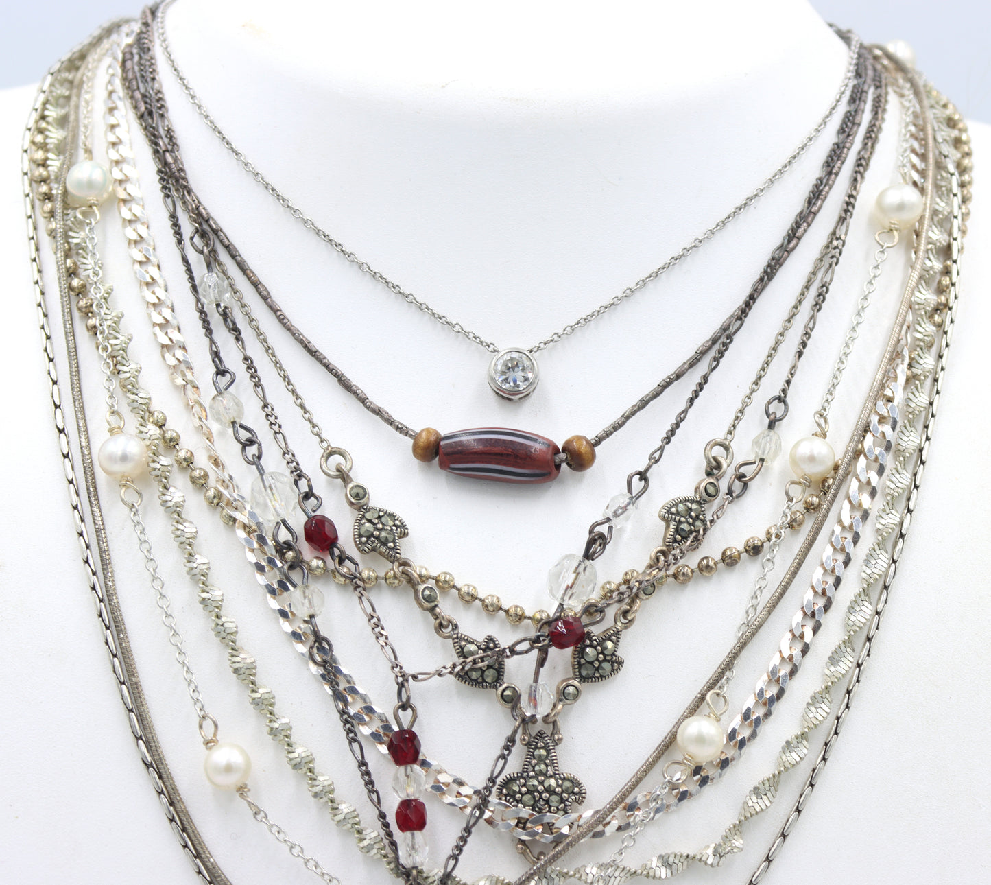 Group lot of 11 Vintage 925 sterling silver necklaces