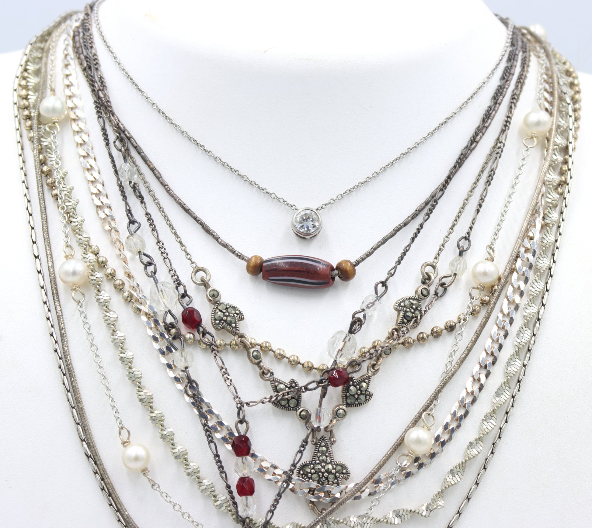 Group lot of 11 Vintage 925 sterling silver necklaces