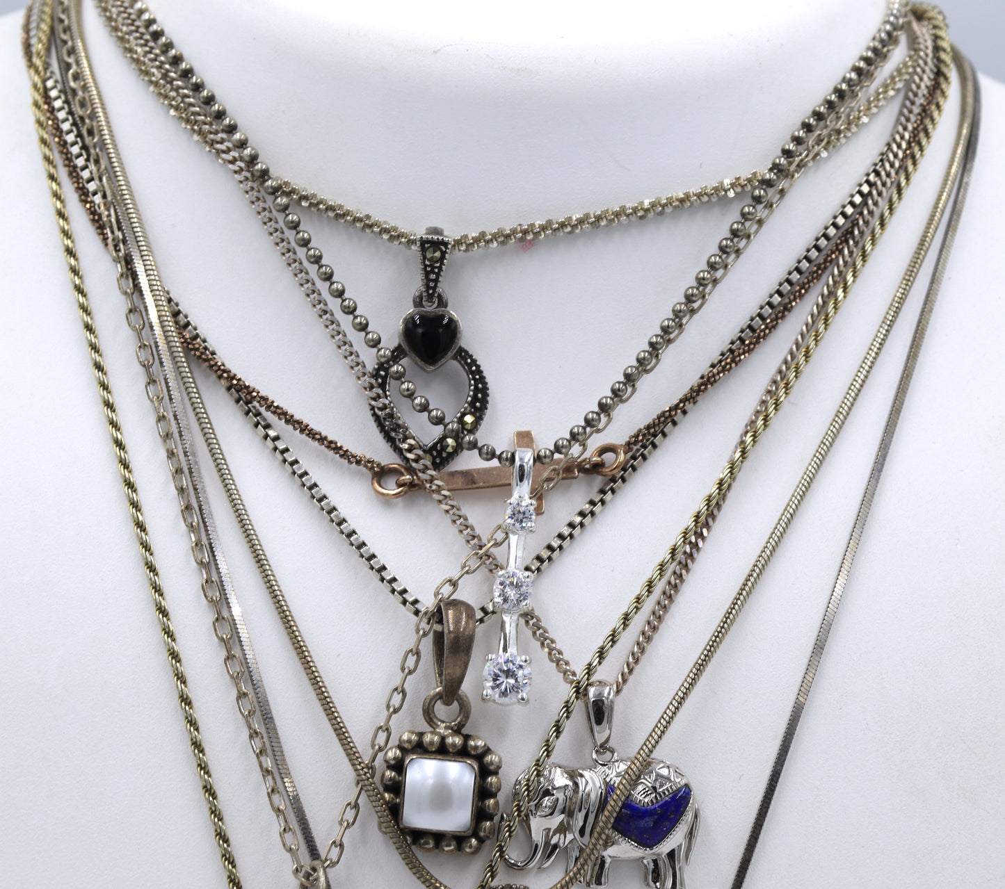 Group lot of Vintage 925 sterling silver necklaces