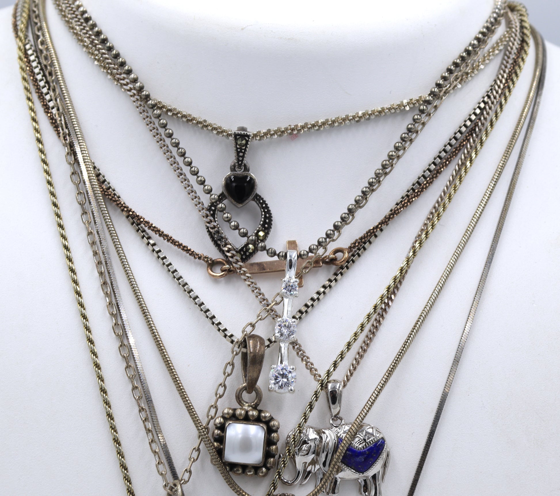 Group lot of Vintage 925 sterling silver necklaces