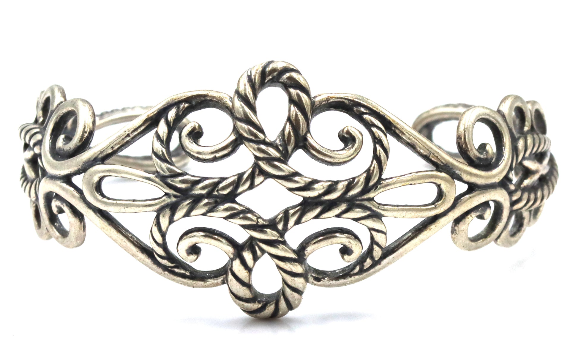925 Sterling Silver Vintage Carolyn Pollack Scroll Rope Cuff bracelet