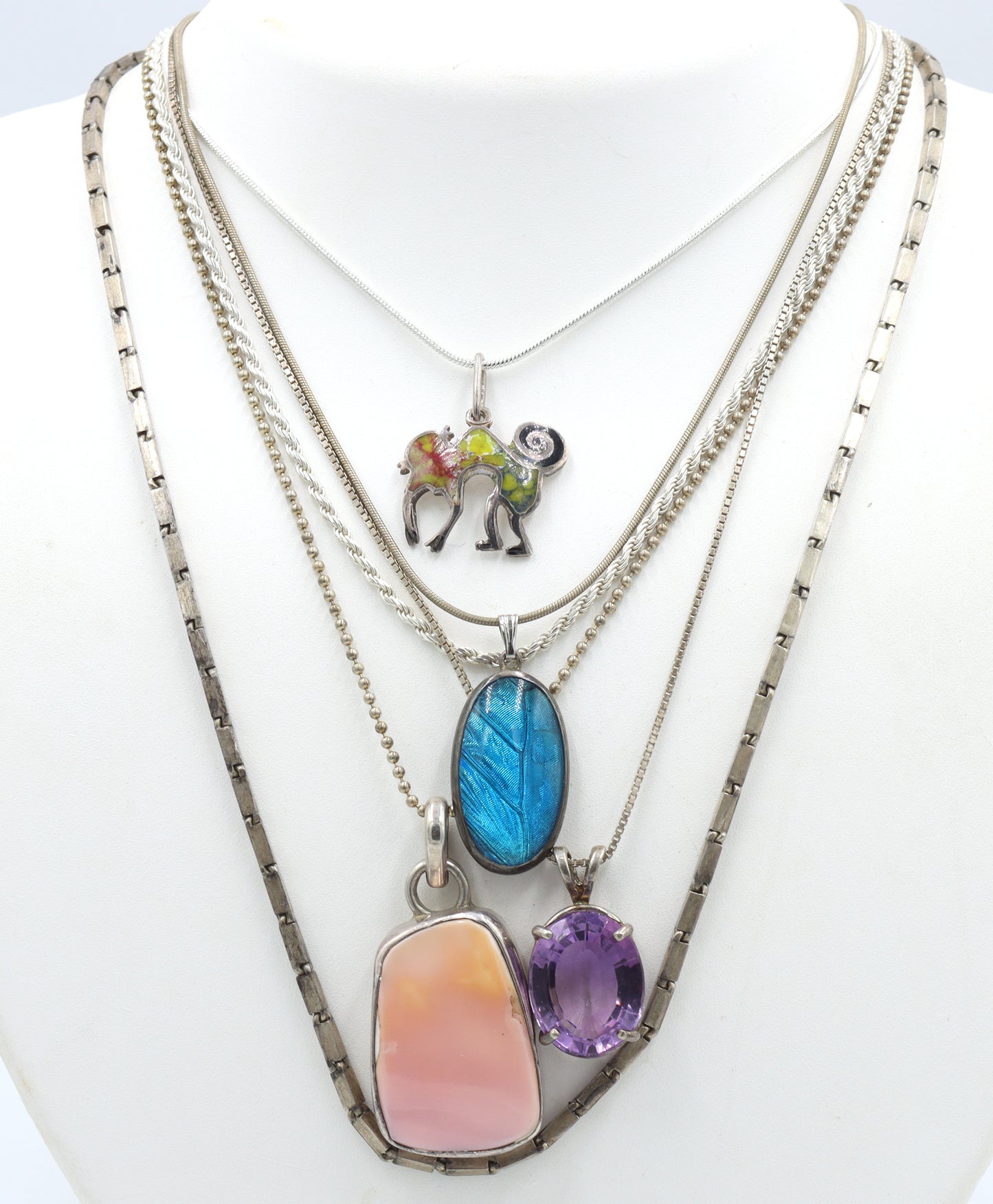 Group lot of 6 Vintage 925 sterling silver necklaces