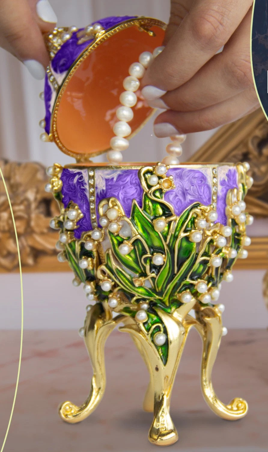 Purple Lilies of the Valley Easter Egg Replica – Extra Large with Crown
