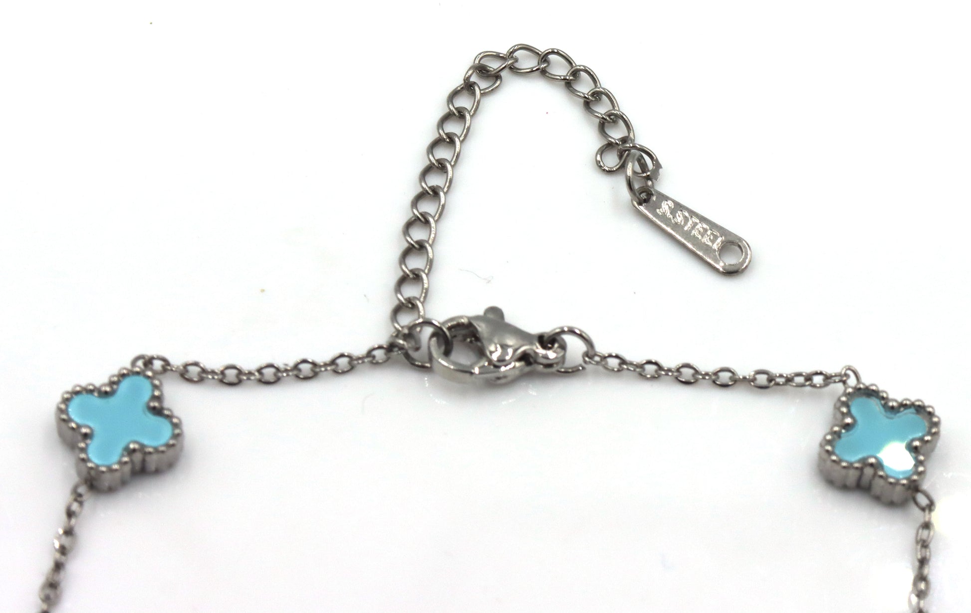 Blue stone stainless steel adjustable bracelet