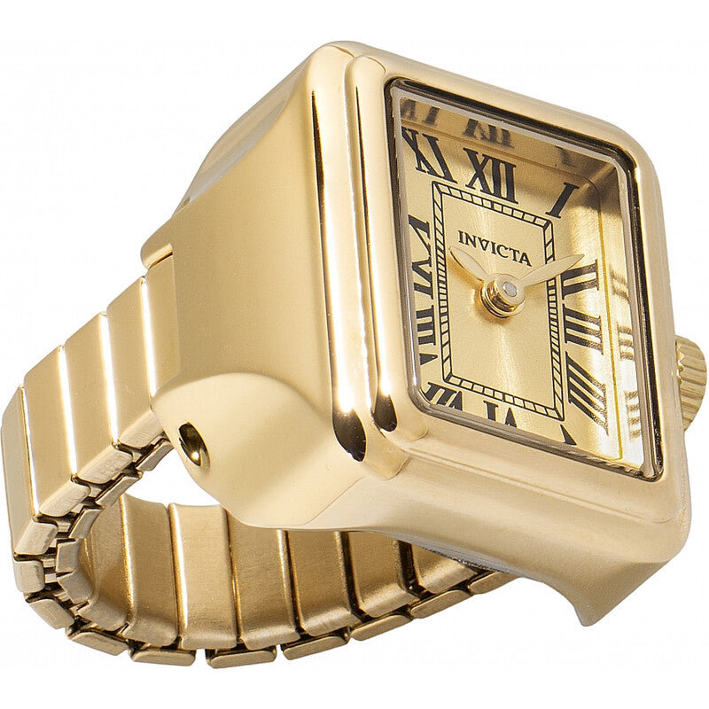 Invicta Mini Ring Watch Womens Gold Tone Stainless Steel Quartz Analog Watch